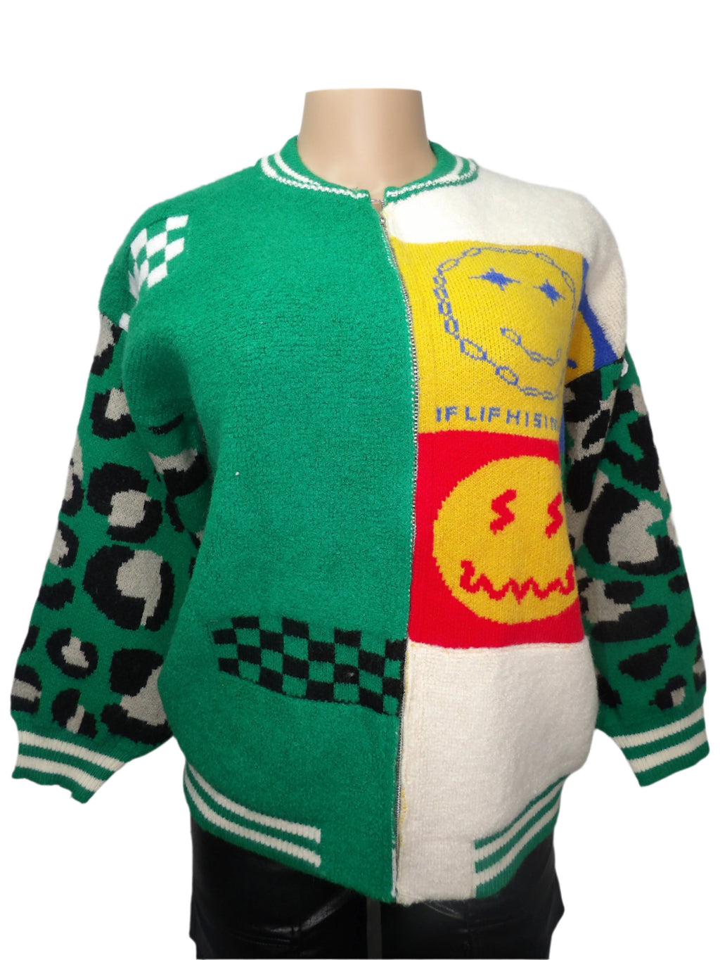 Smiley Zip Up Sweater