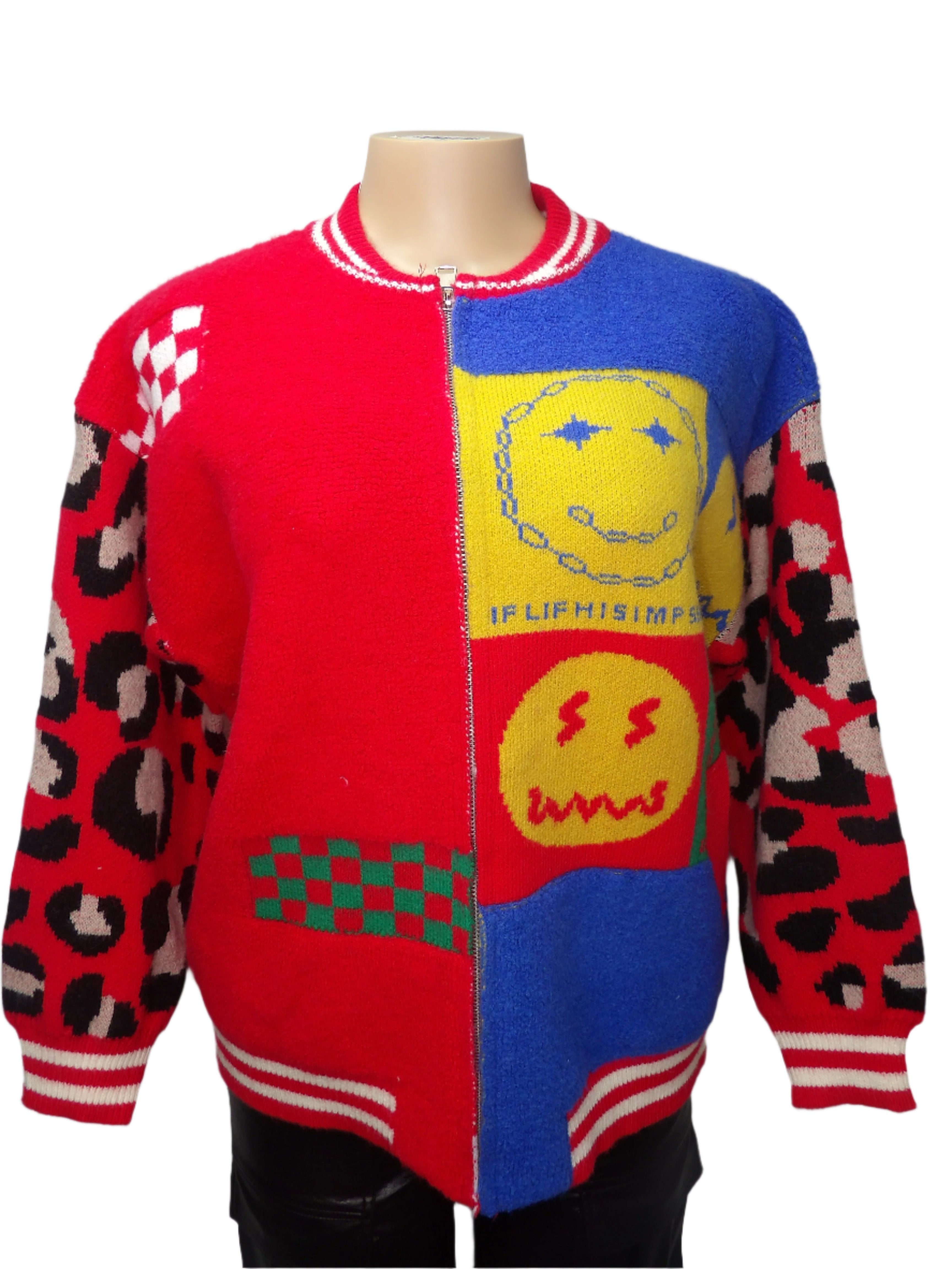 Smiley Zip Up Sweater