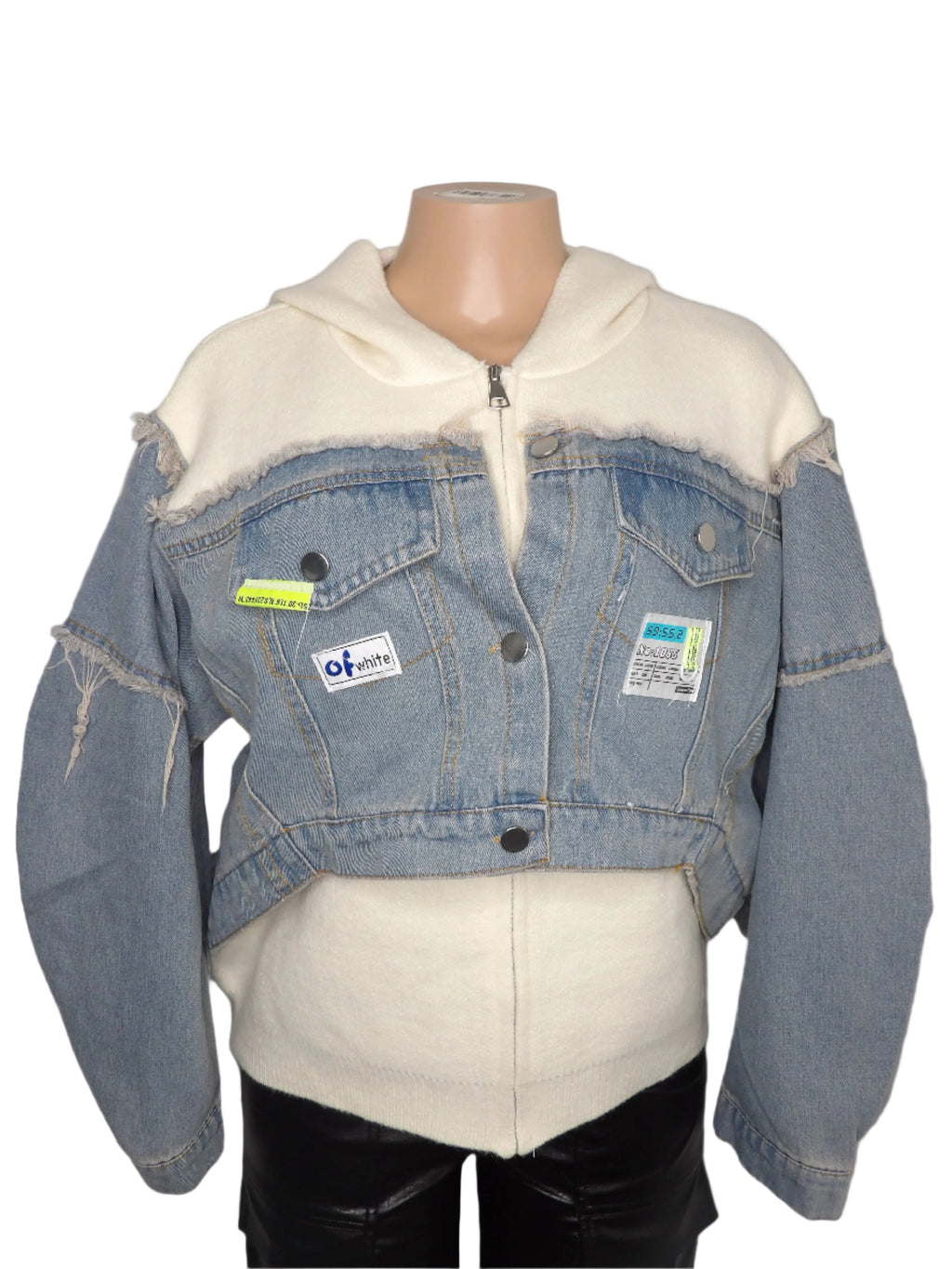 Oversized Hooded Sweater With Denim Pockets