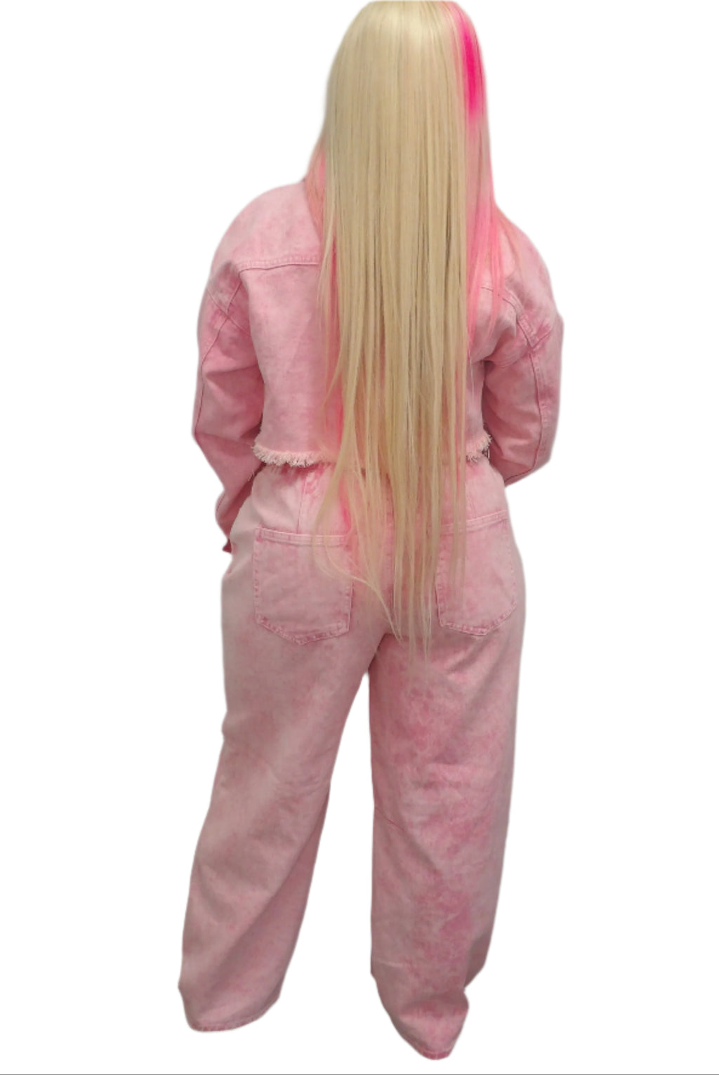 Color Washed Band Waist Barrel Jeans