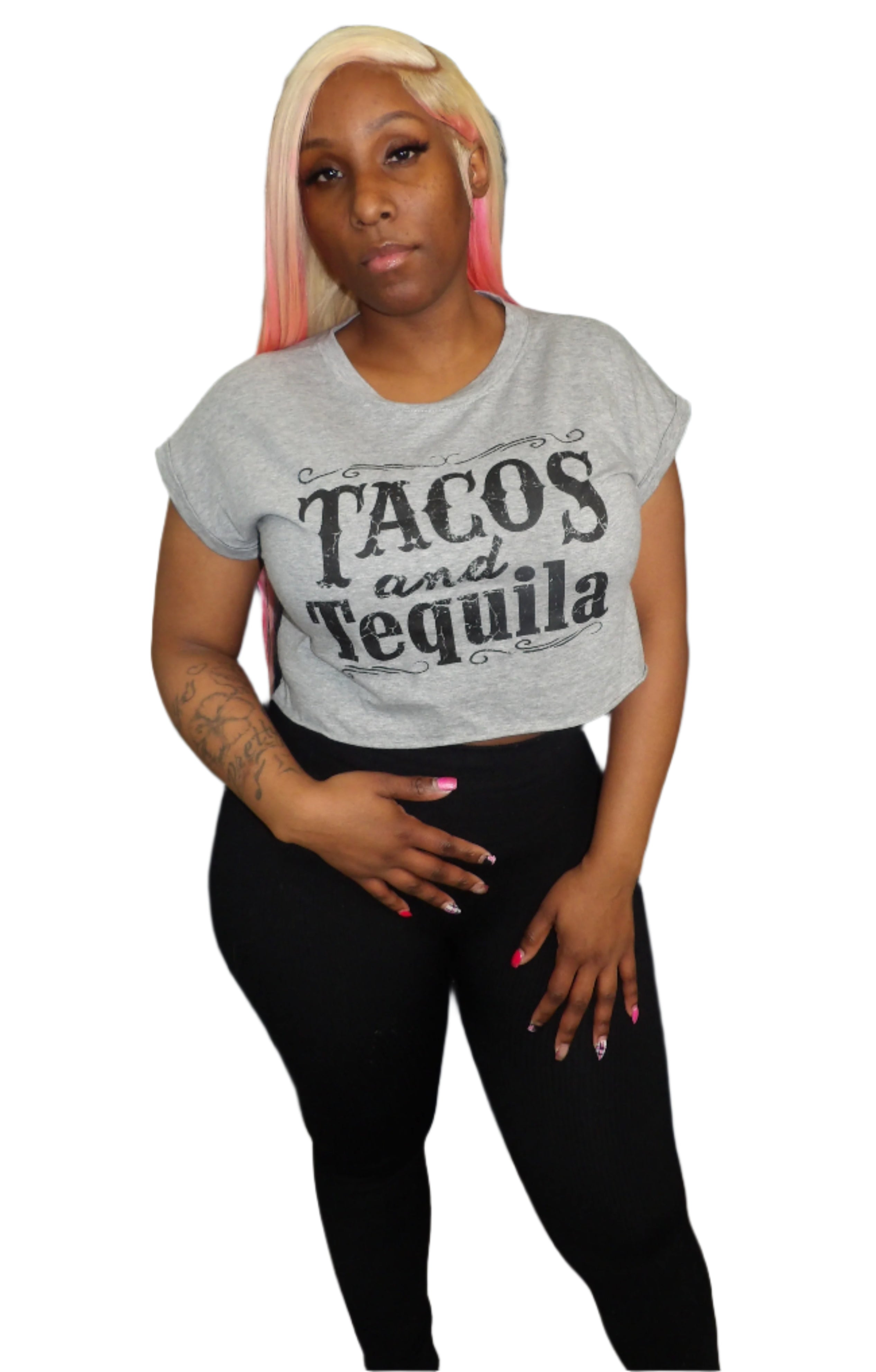 Tacos And Tequila Cropped Graphic Tee