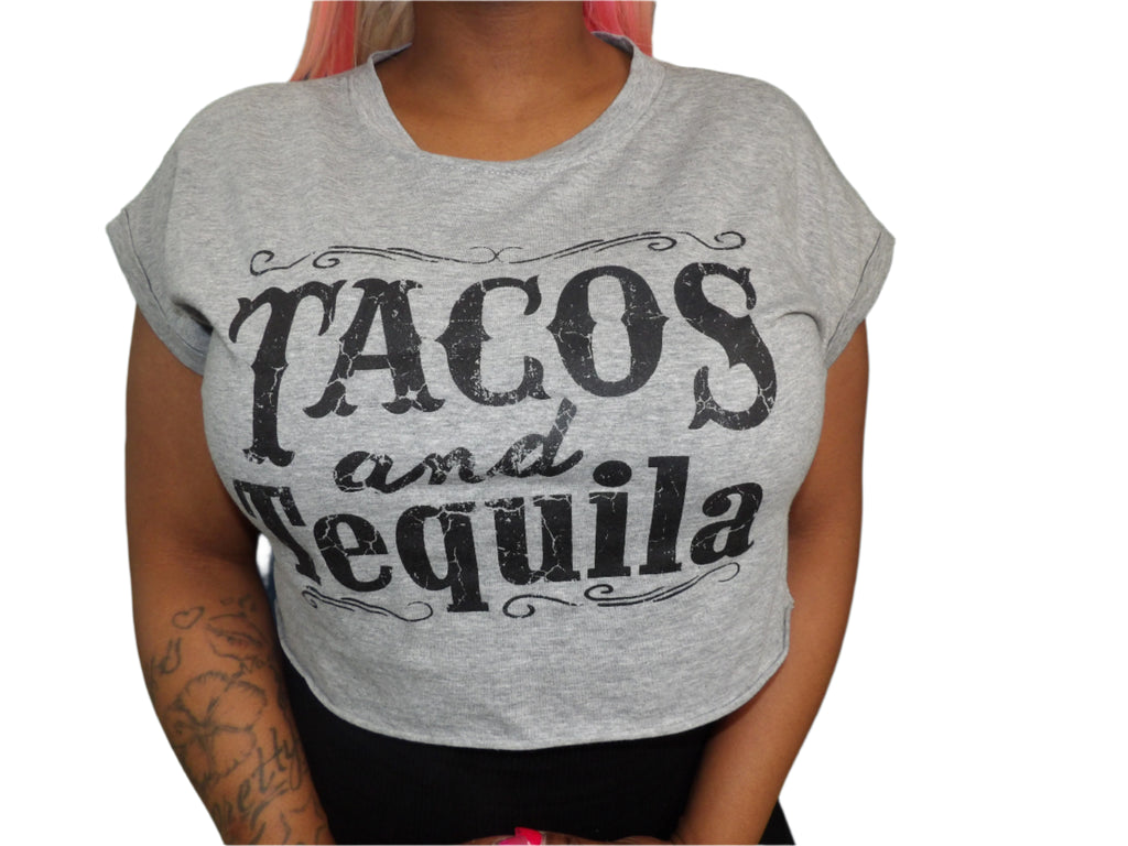 Tacos And Tequila Cropped Graphic Tee