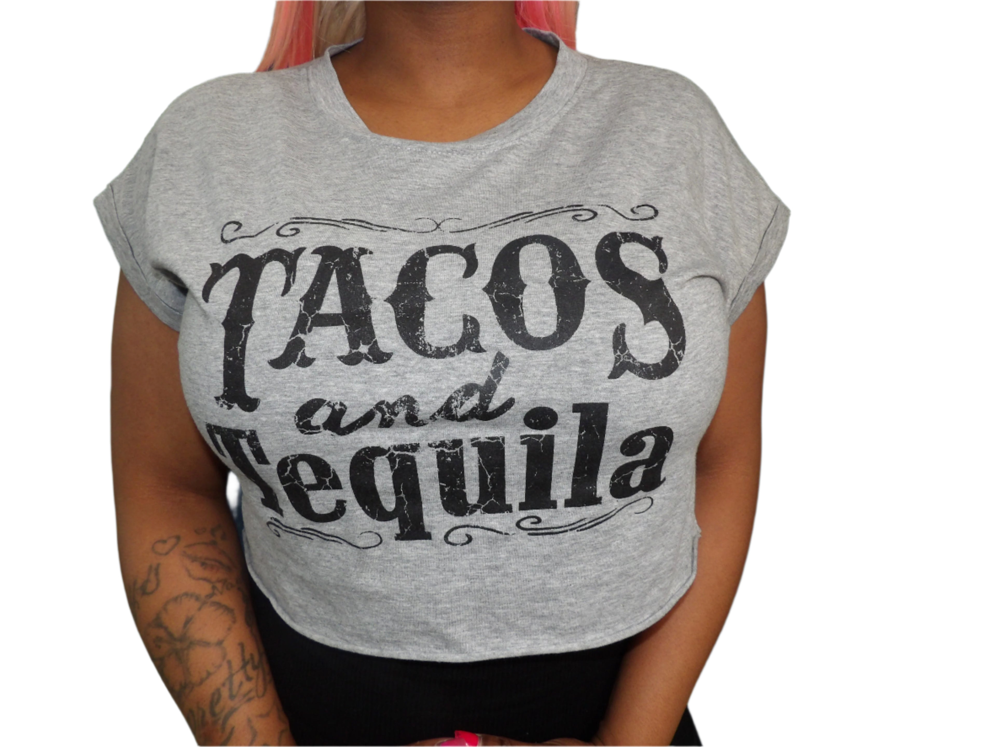 Tacos And Tequila Cropped Graphic Tee