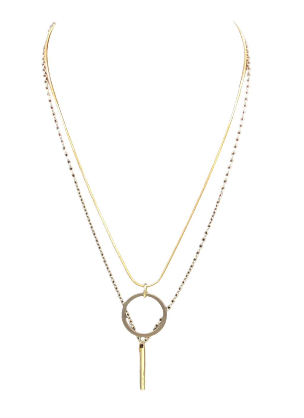 Mixed Metal Lariat Necklace