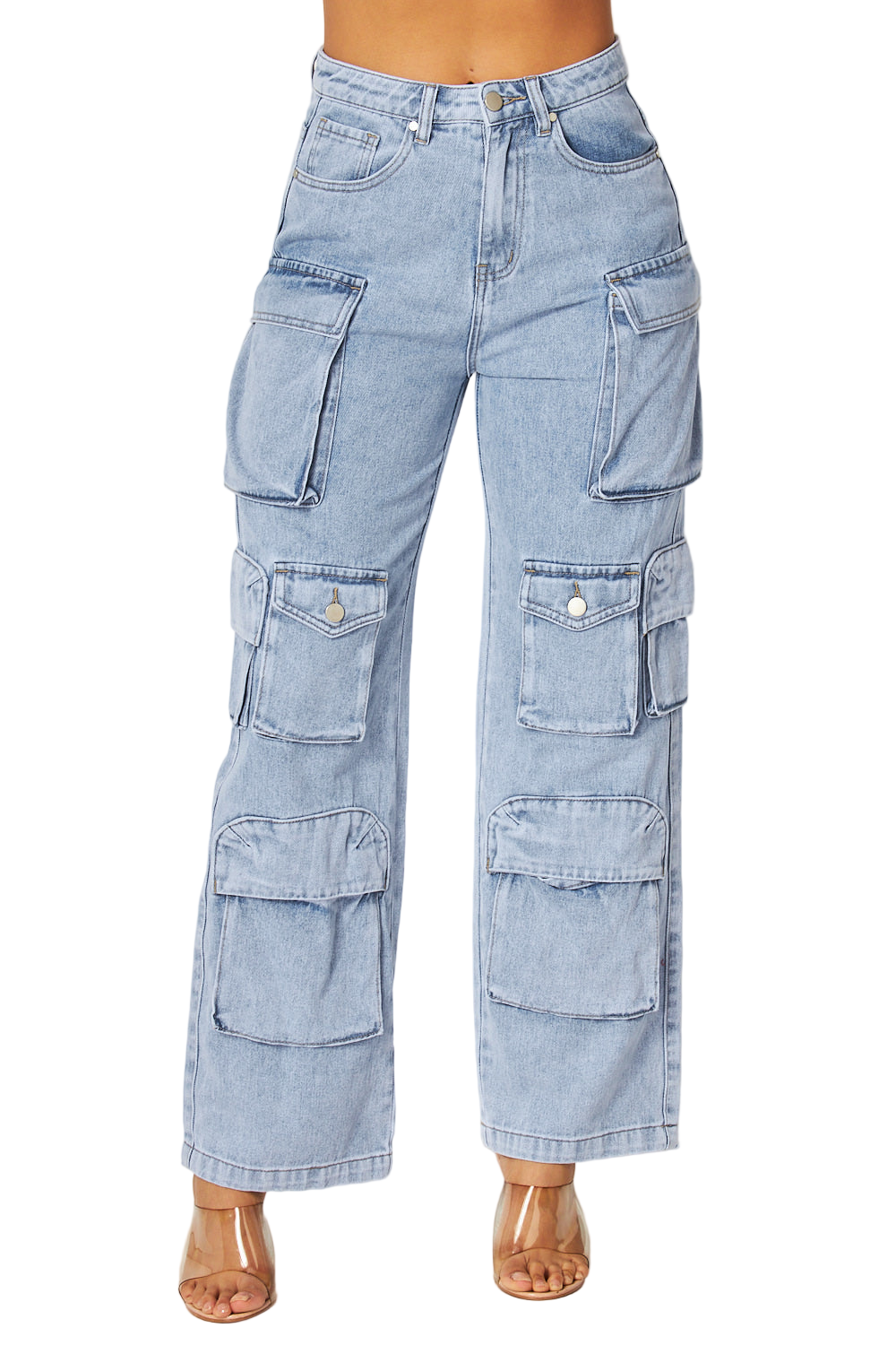 Wendy Denim Wide Leg Cargo Pants
