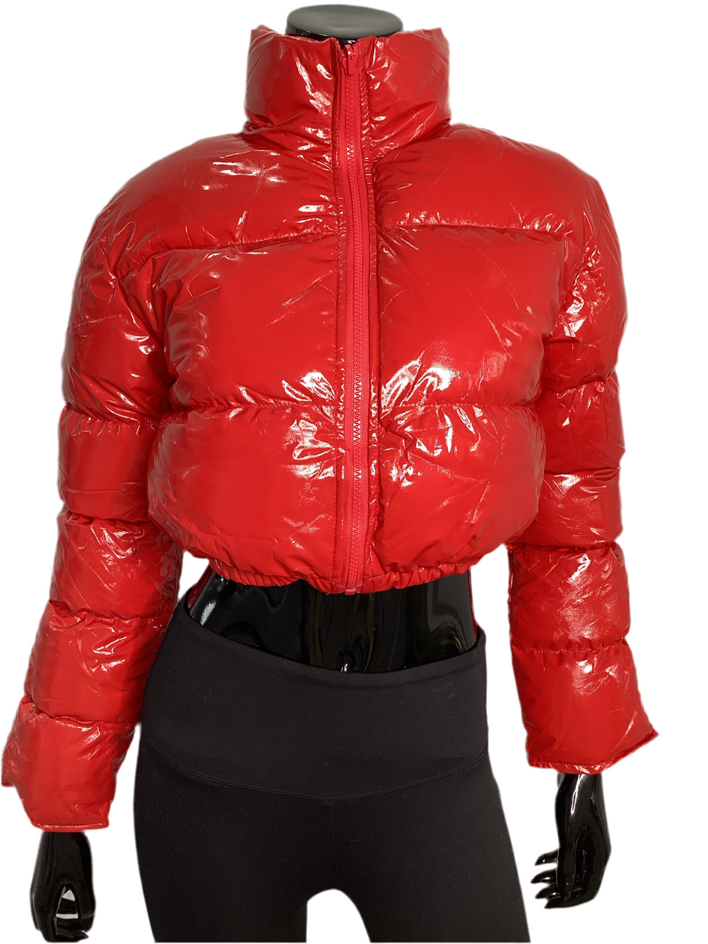 Reversible Cropped Puffer Jacket With Paisley Glossy Design