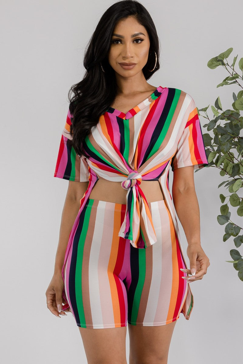 Curvy - Striped 2 Piece Short Set - Closet Space