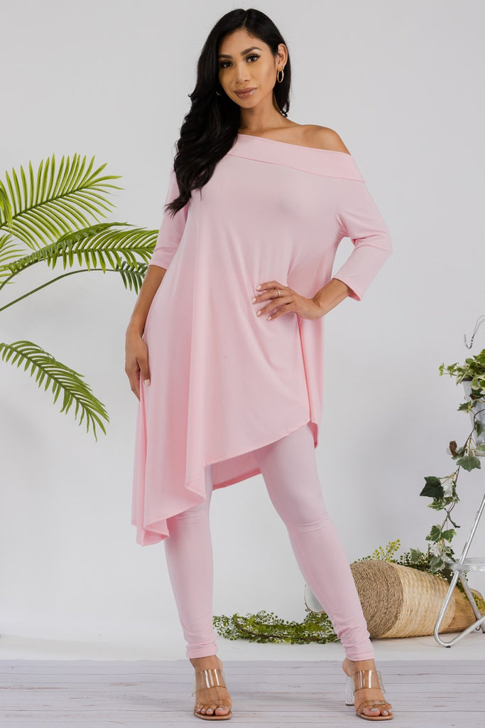 CURVY -  Off The Shoulder Top Legging Set - Closet Space