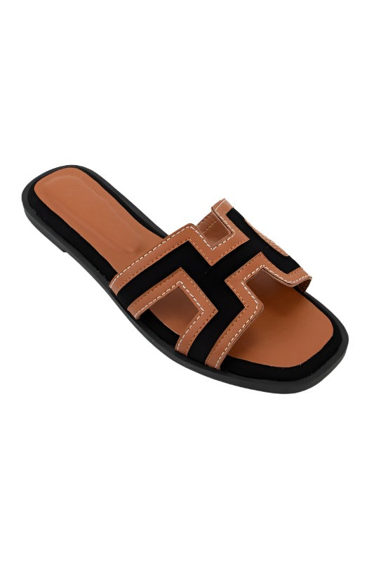 Luke Shaped Cut Out Upper Slip on Sandal