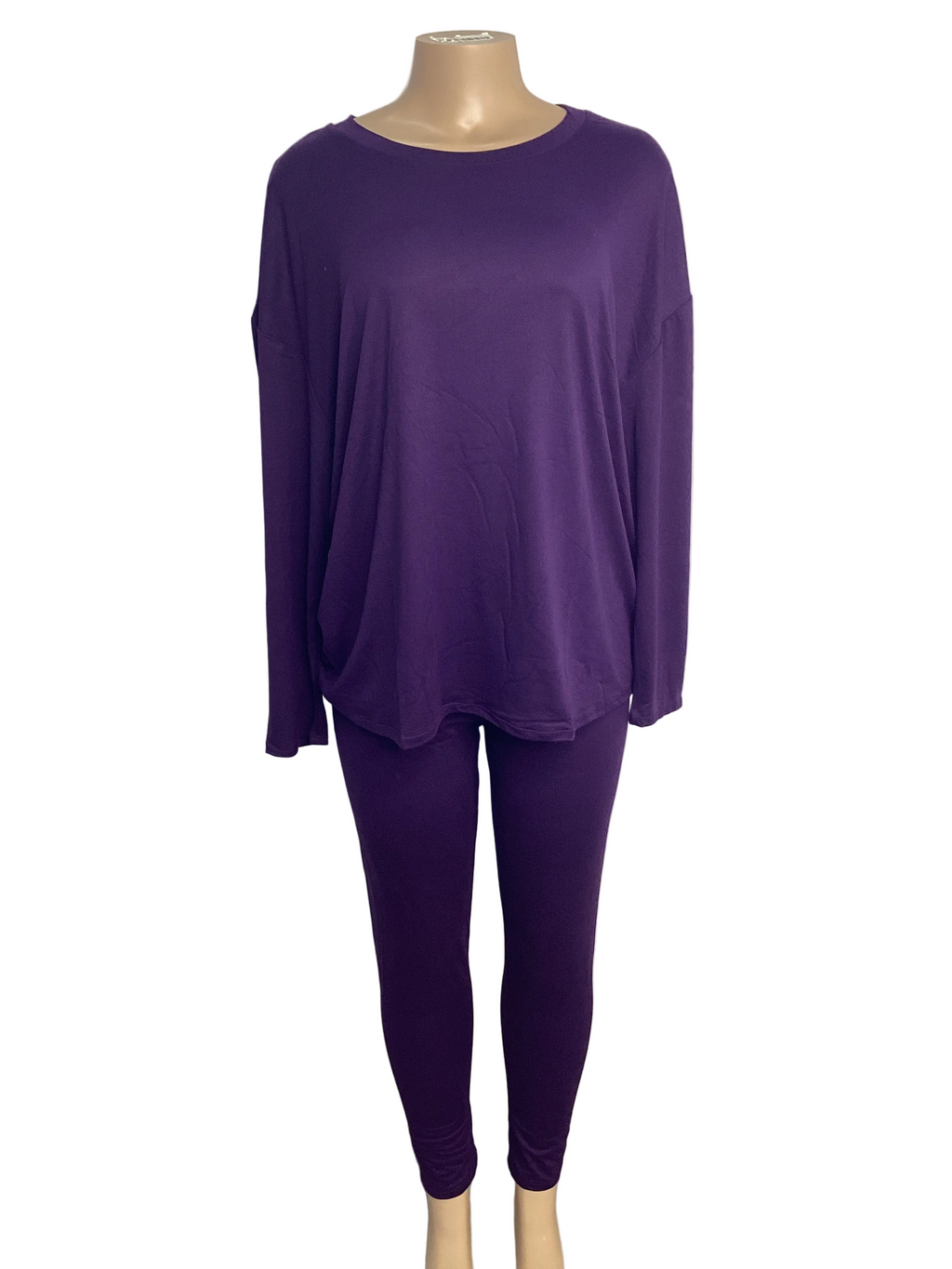 Curvy - Solid Long Sleeve Top & Legging Set
