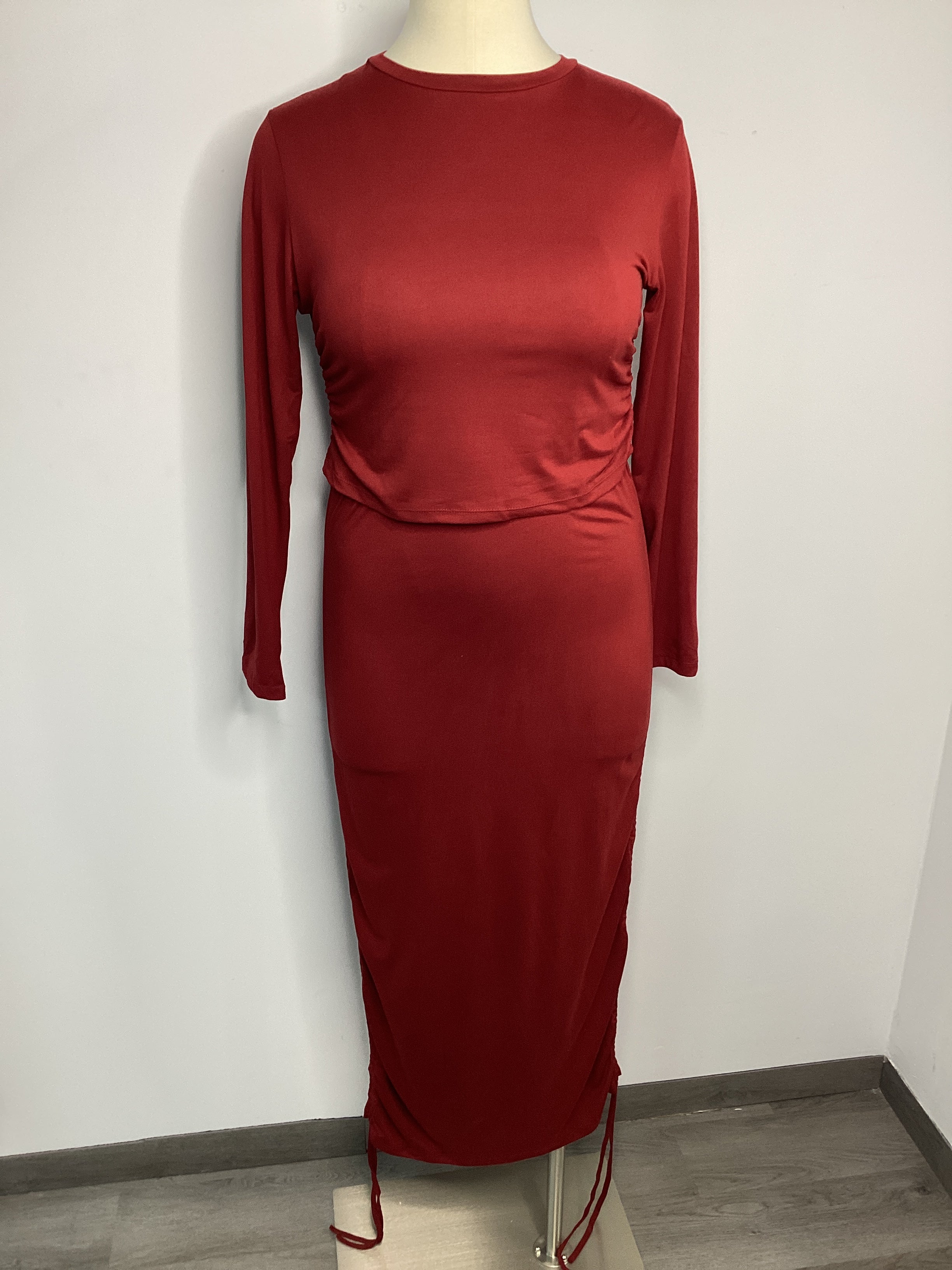 Curvy - Ruched Crop Top & Drawstring Skirt Set - Closet Space
