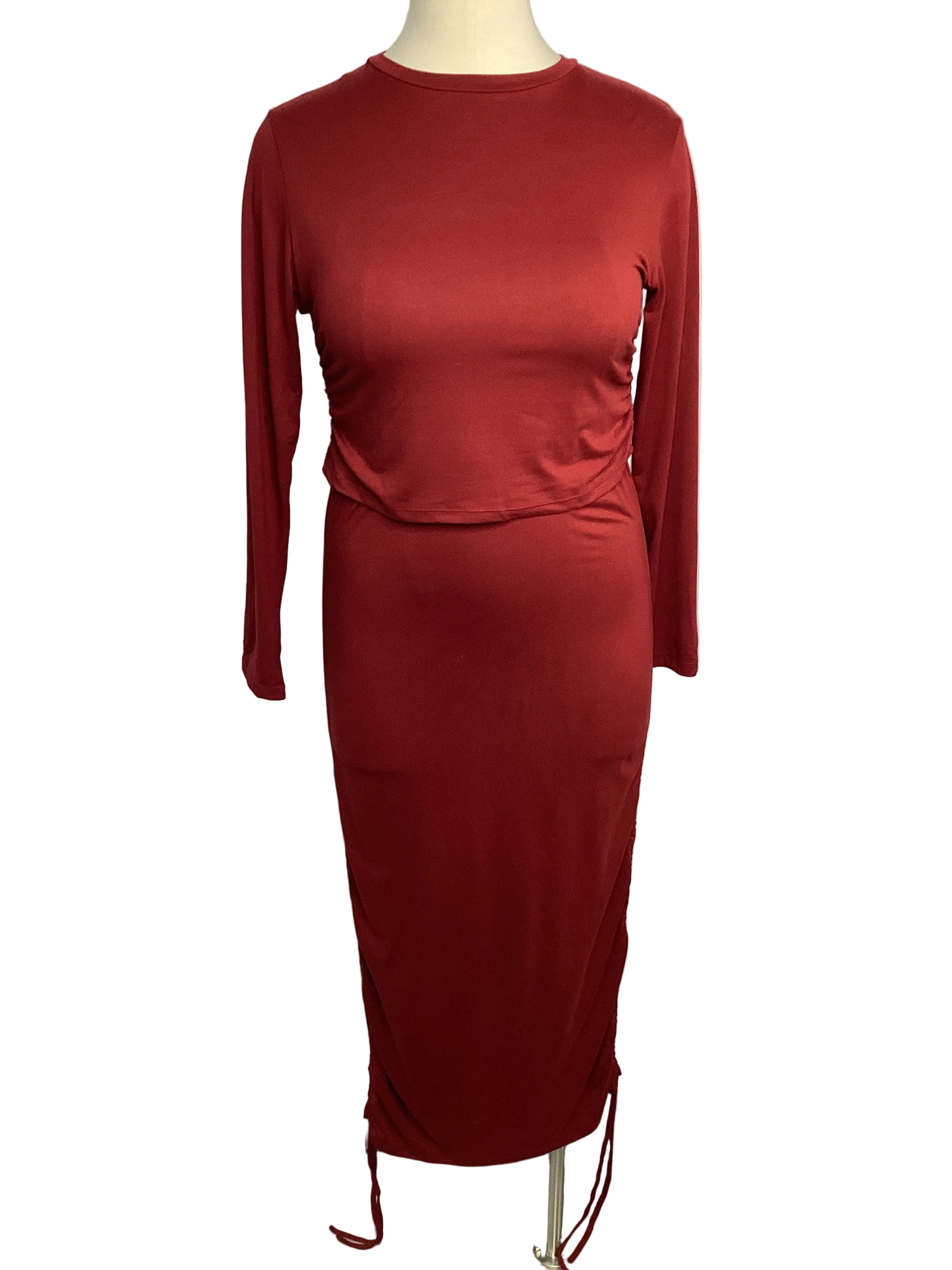 Curvy - Ruched Crop Top & Drawstring Skirt Set