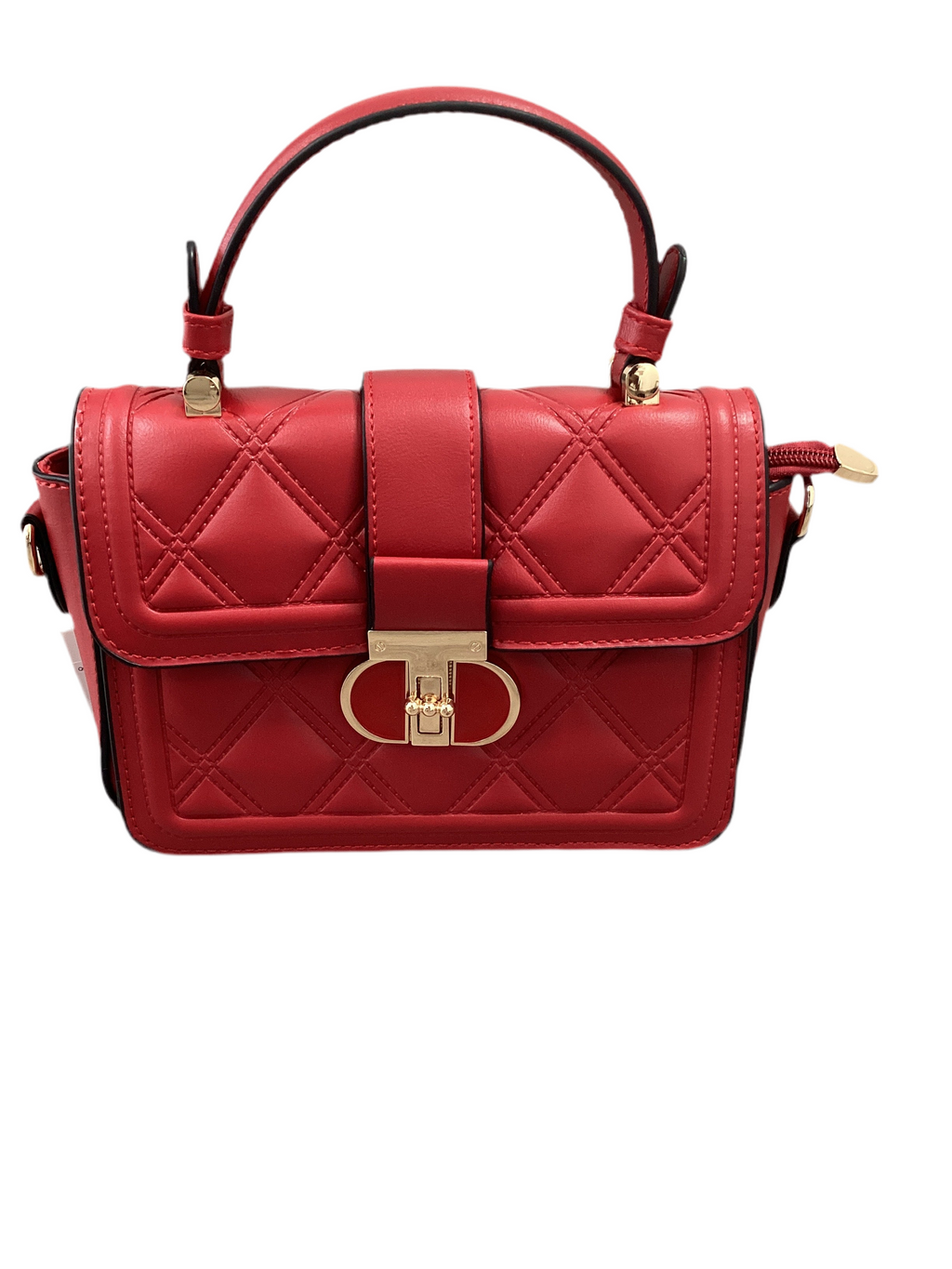 Quilted Top Handle Satchel with Turn Lock Closure