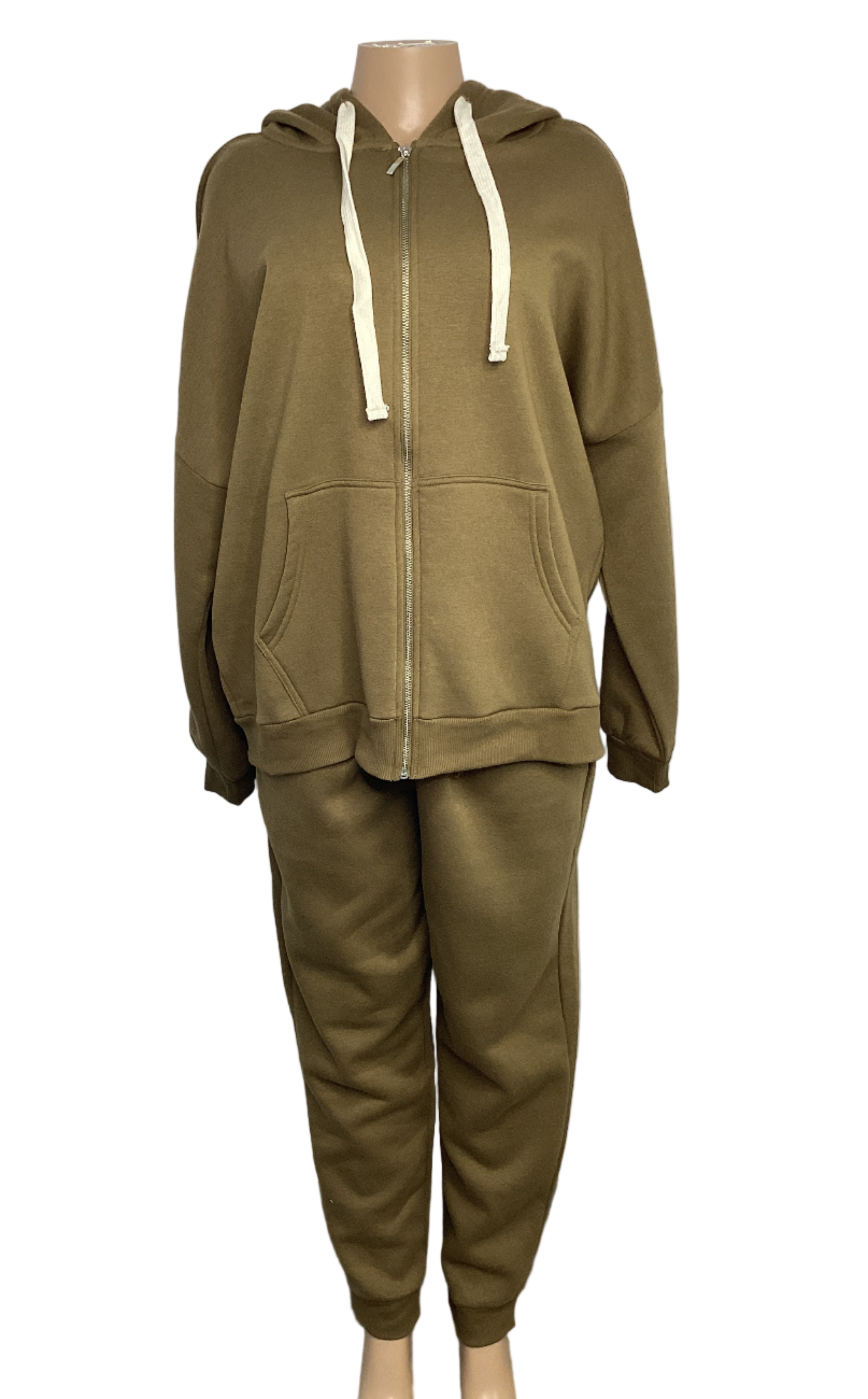 Curvy - 2 Piece Zipper Hoodie Jacket & Sweat Pant Set