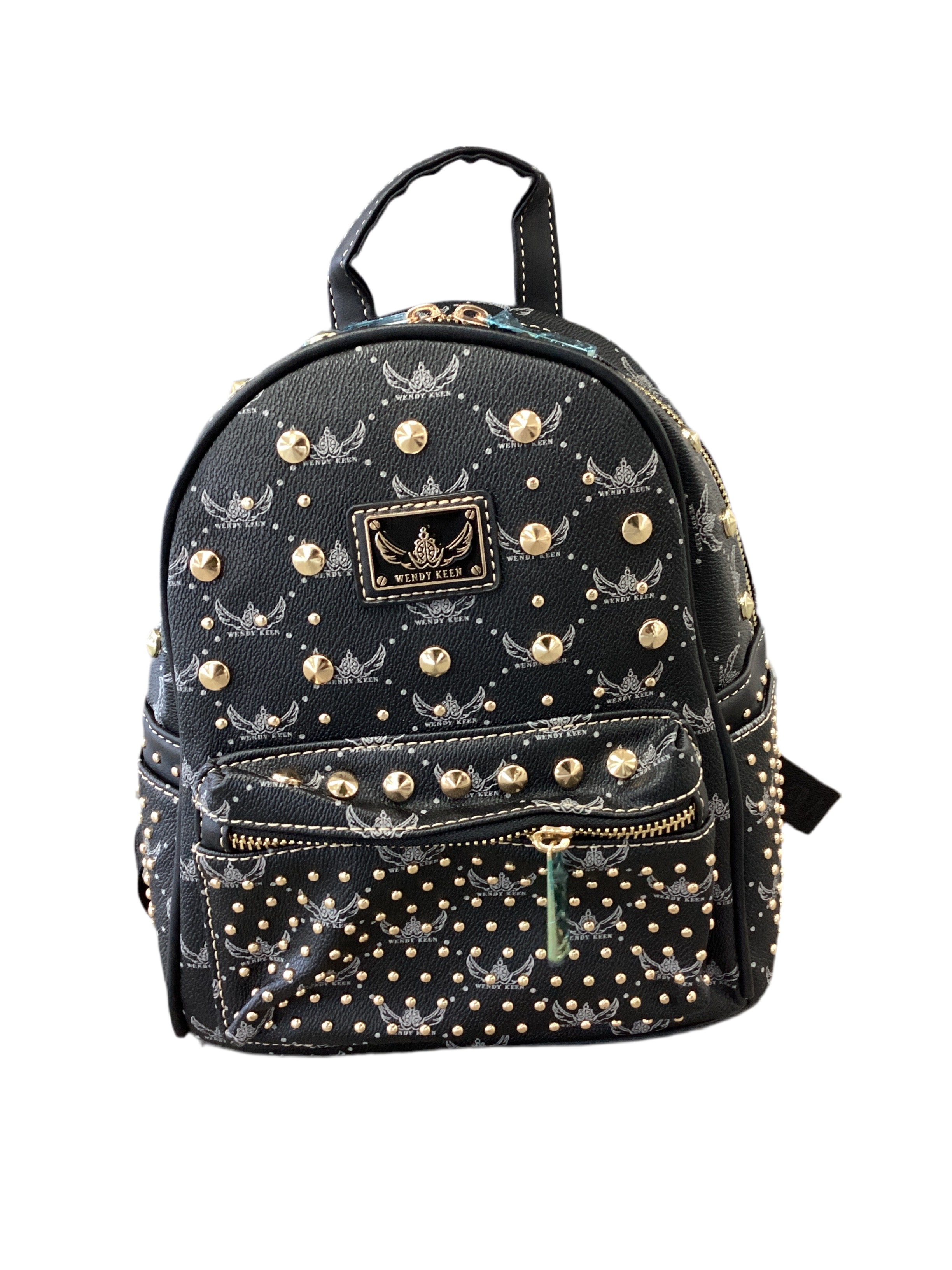Studded Logo Print Mini Backpack