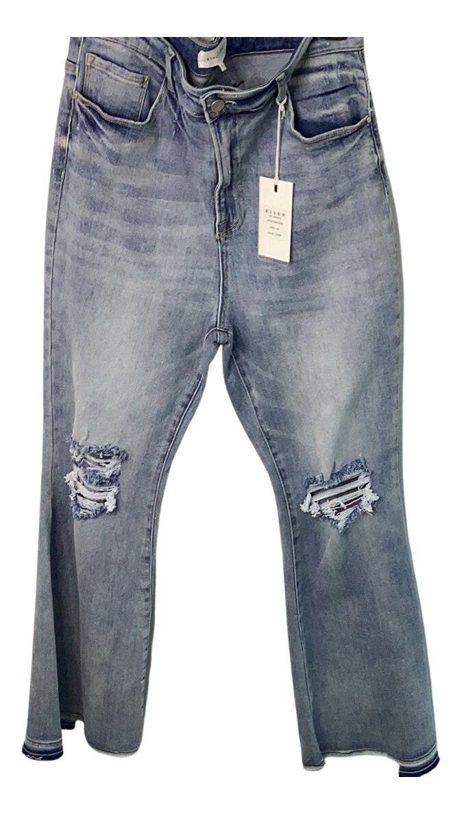 Curvy - Risen Blown Knee Frayed Ankle Jean - Closet Space