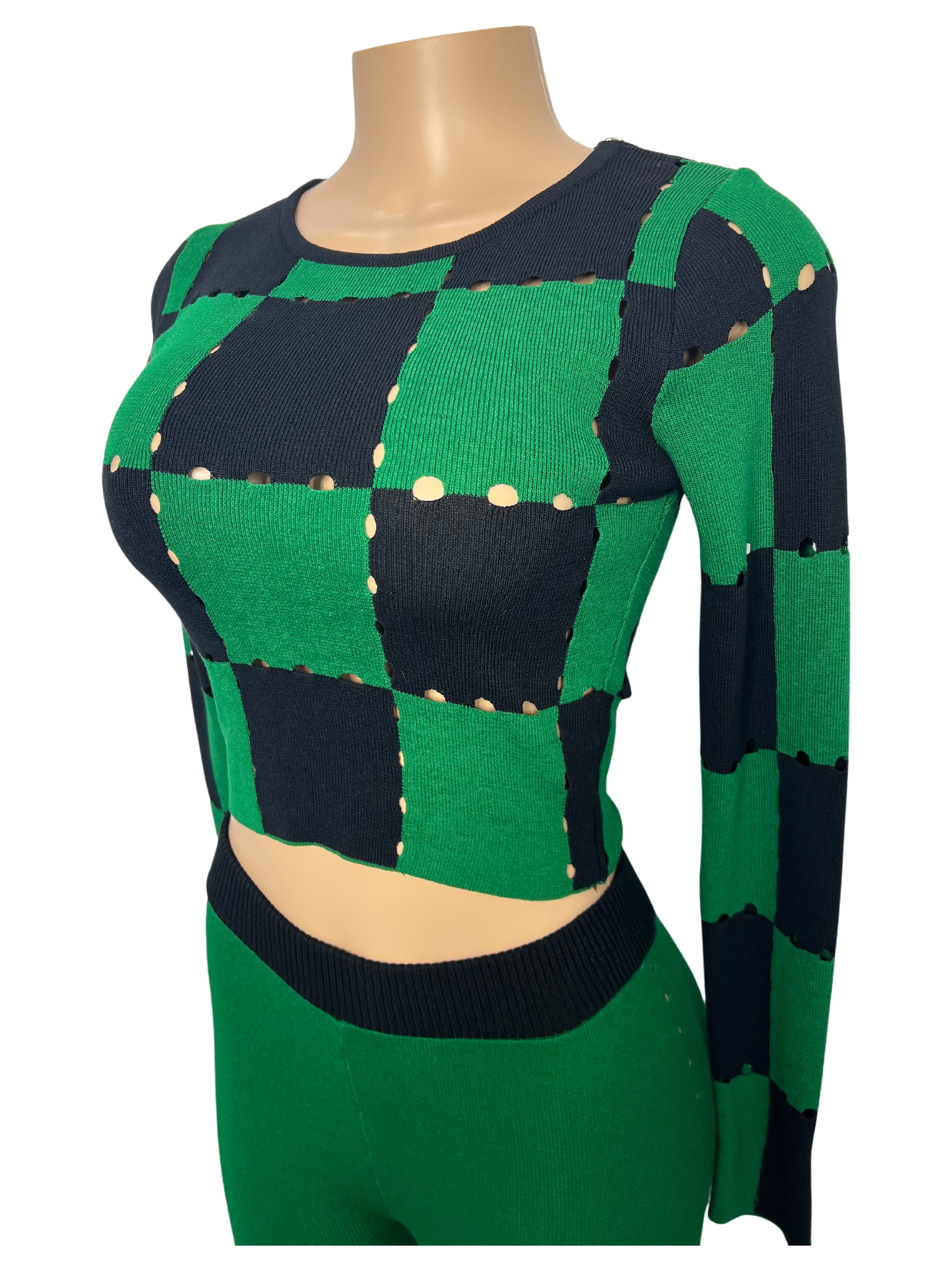 Stretch Knit Checker Match Back Legging Set - Closet Space