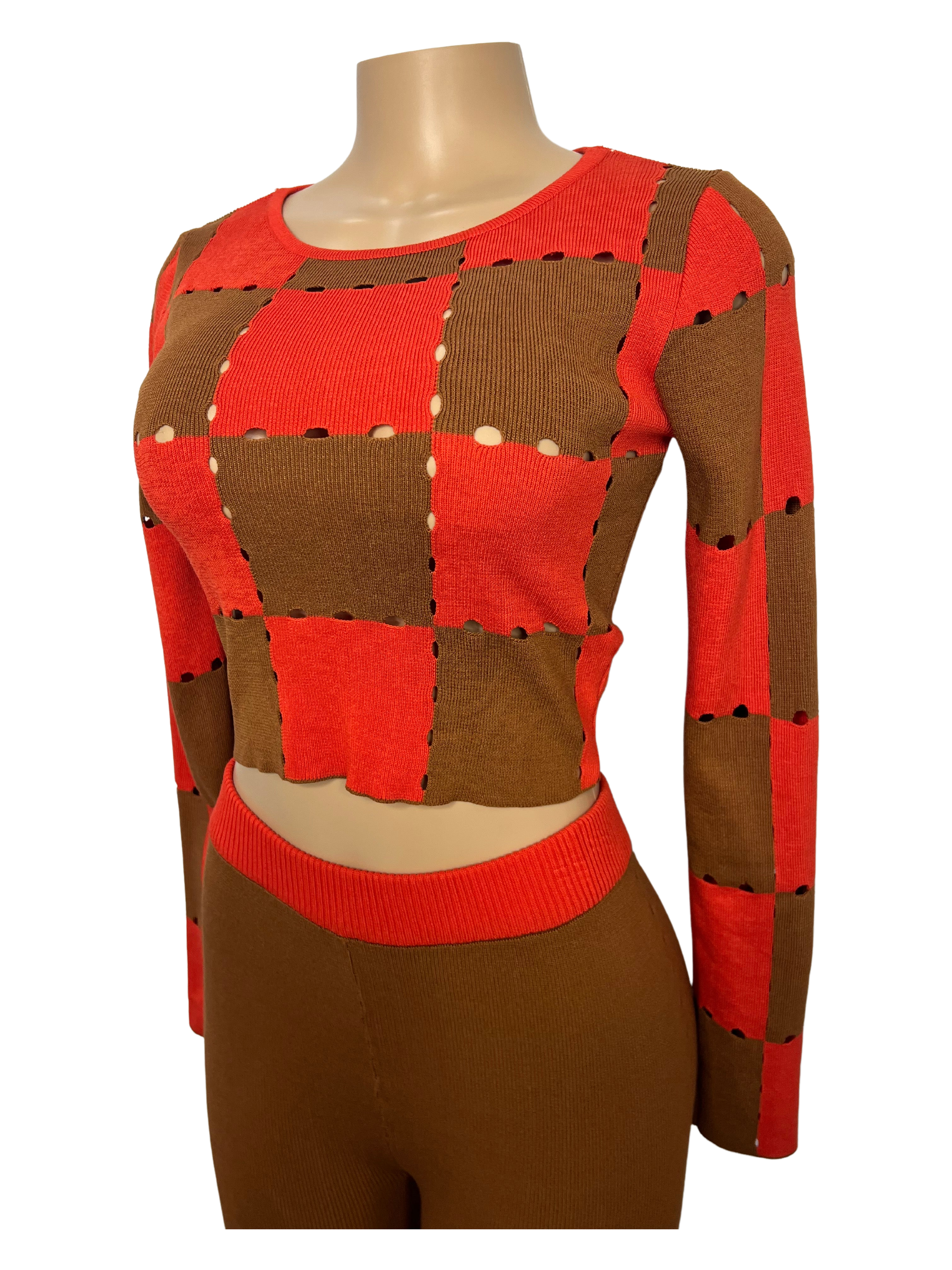 Stretch Knit Checker Match Back Legging Set - Closet Space