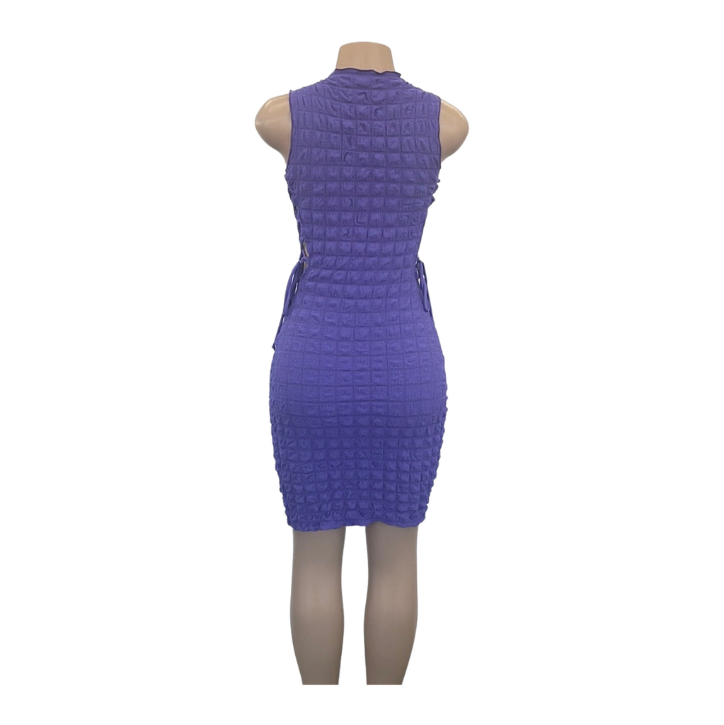 Popcorn Stretch Lace Up Bodycon Dress - Closet Space