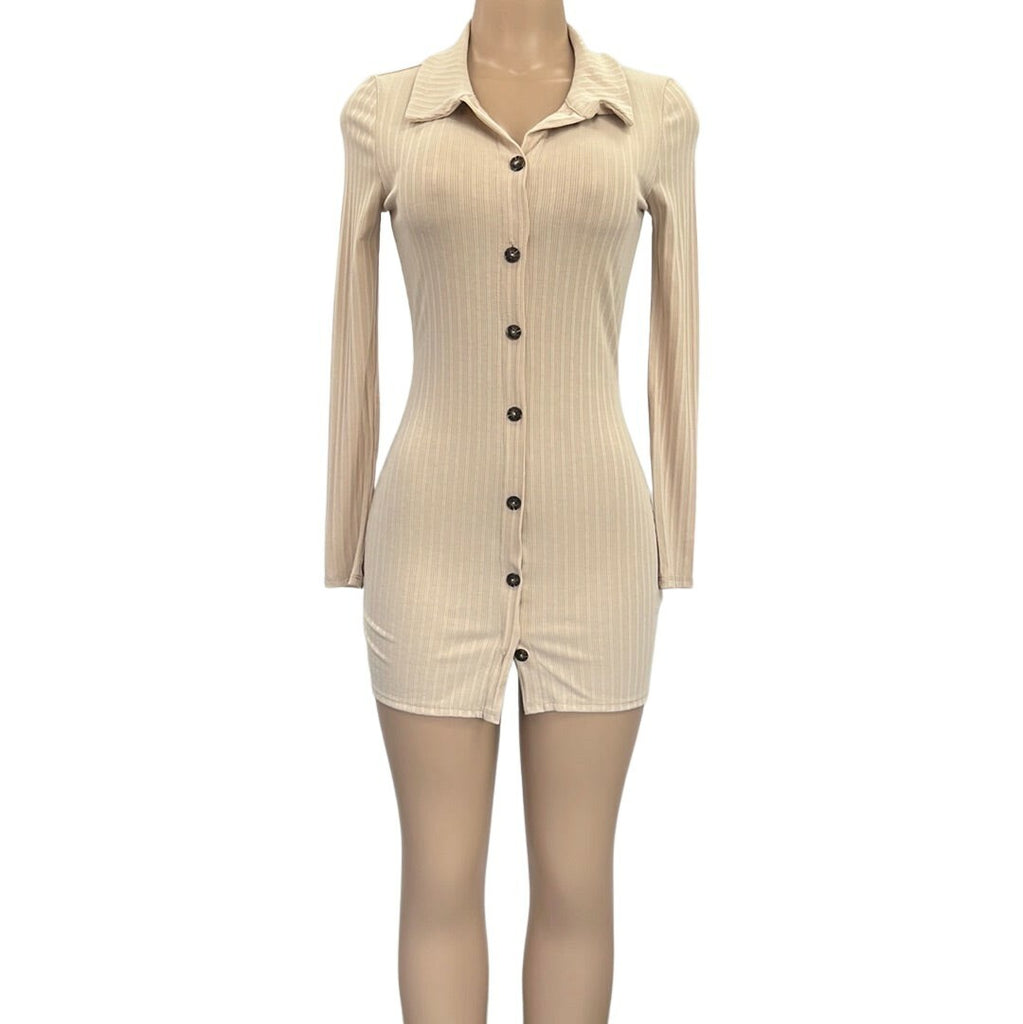 Collar Button Mini Dress - Closet Space