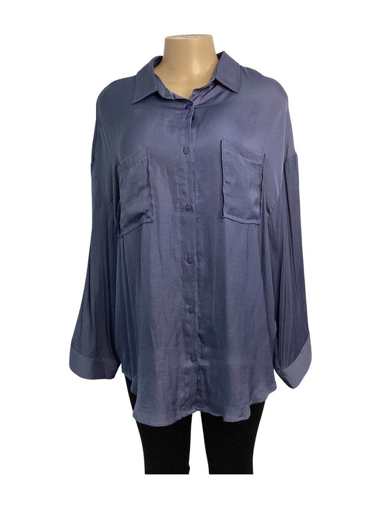 Button Front Collar Woven Blouse - Closet Space