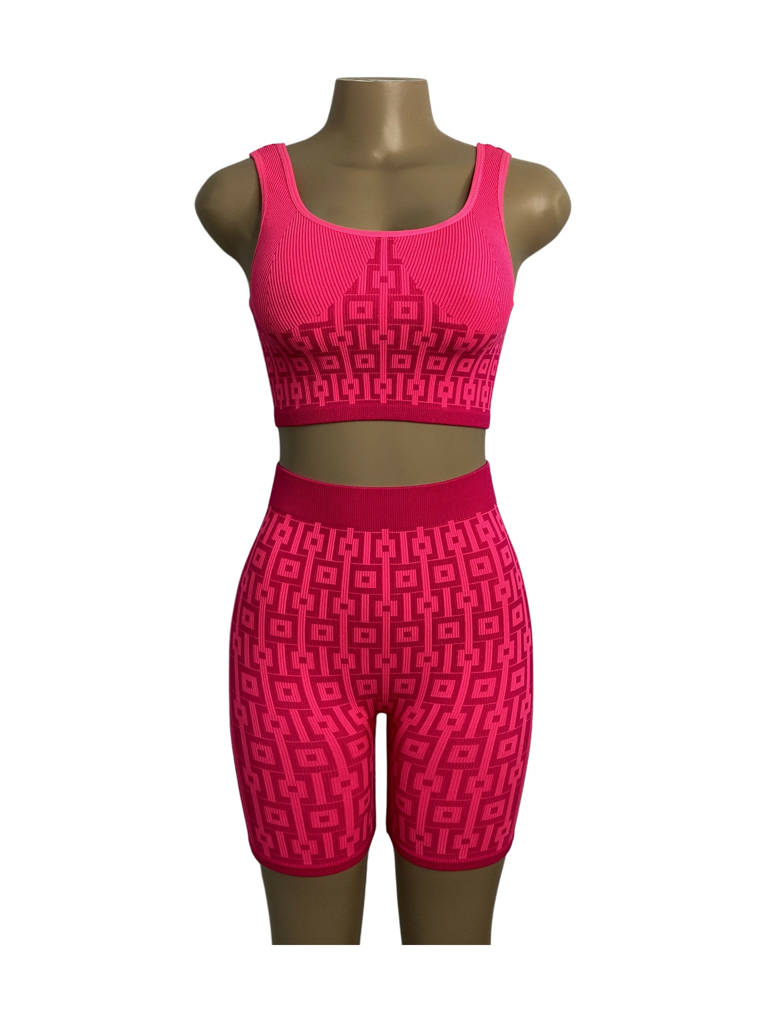Seamless Print Jacquard Tank Top and Short Set - Closet Space
