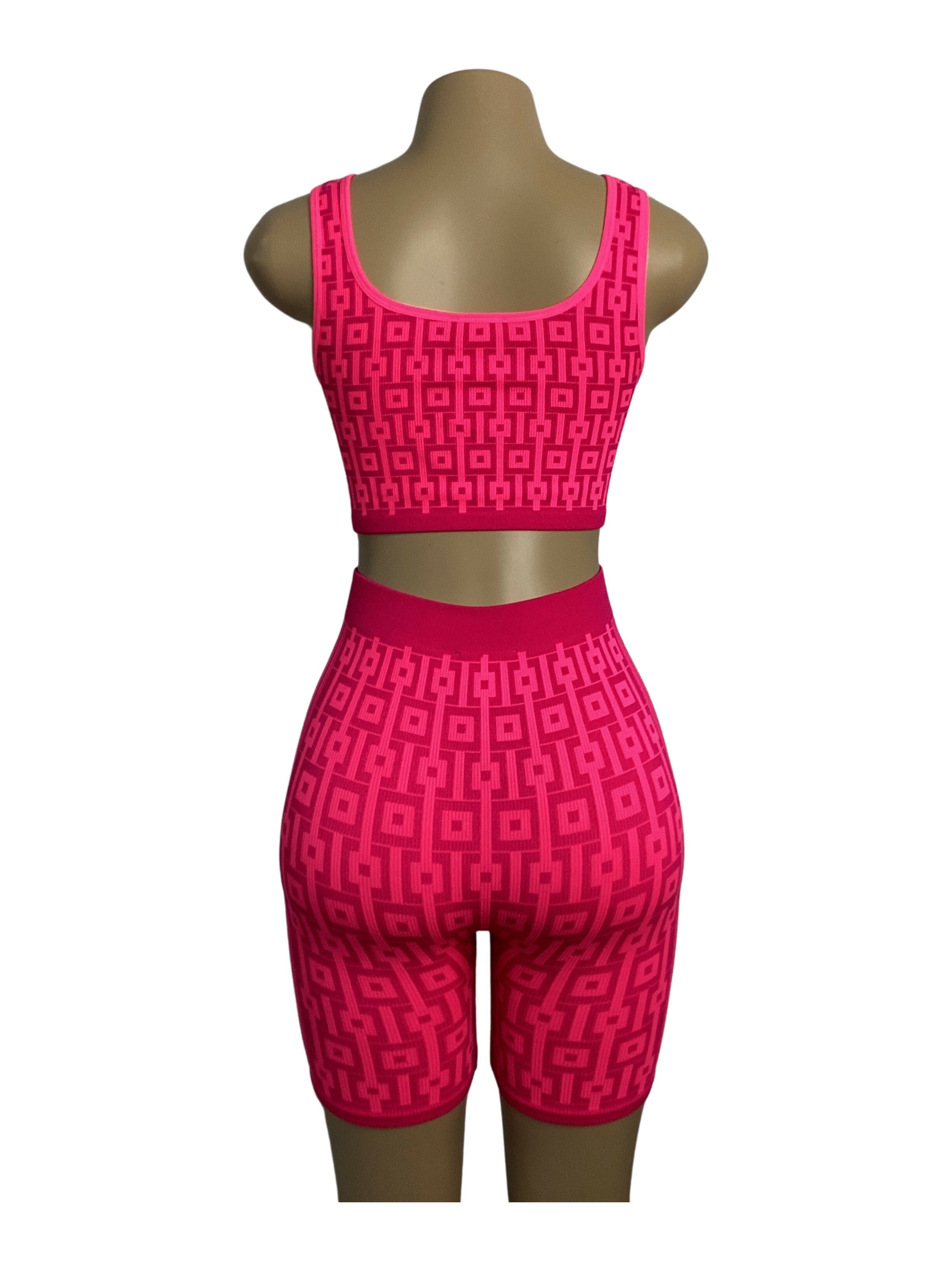 Seamless Print Jacquard Tank Top and Short Set - Closet Space