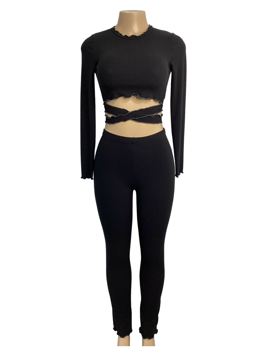 Lettuce Edge Stretch Top Legging Set - Closet Space