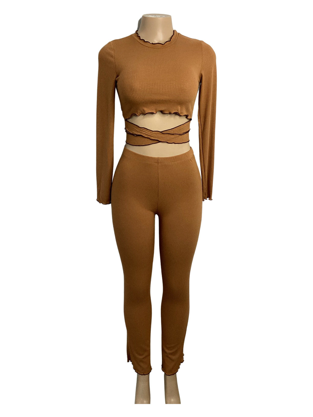 Lettuce Edge Stretch Top Legging Set - Closet Space