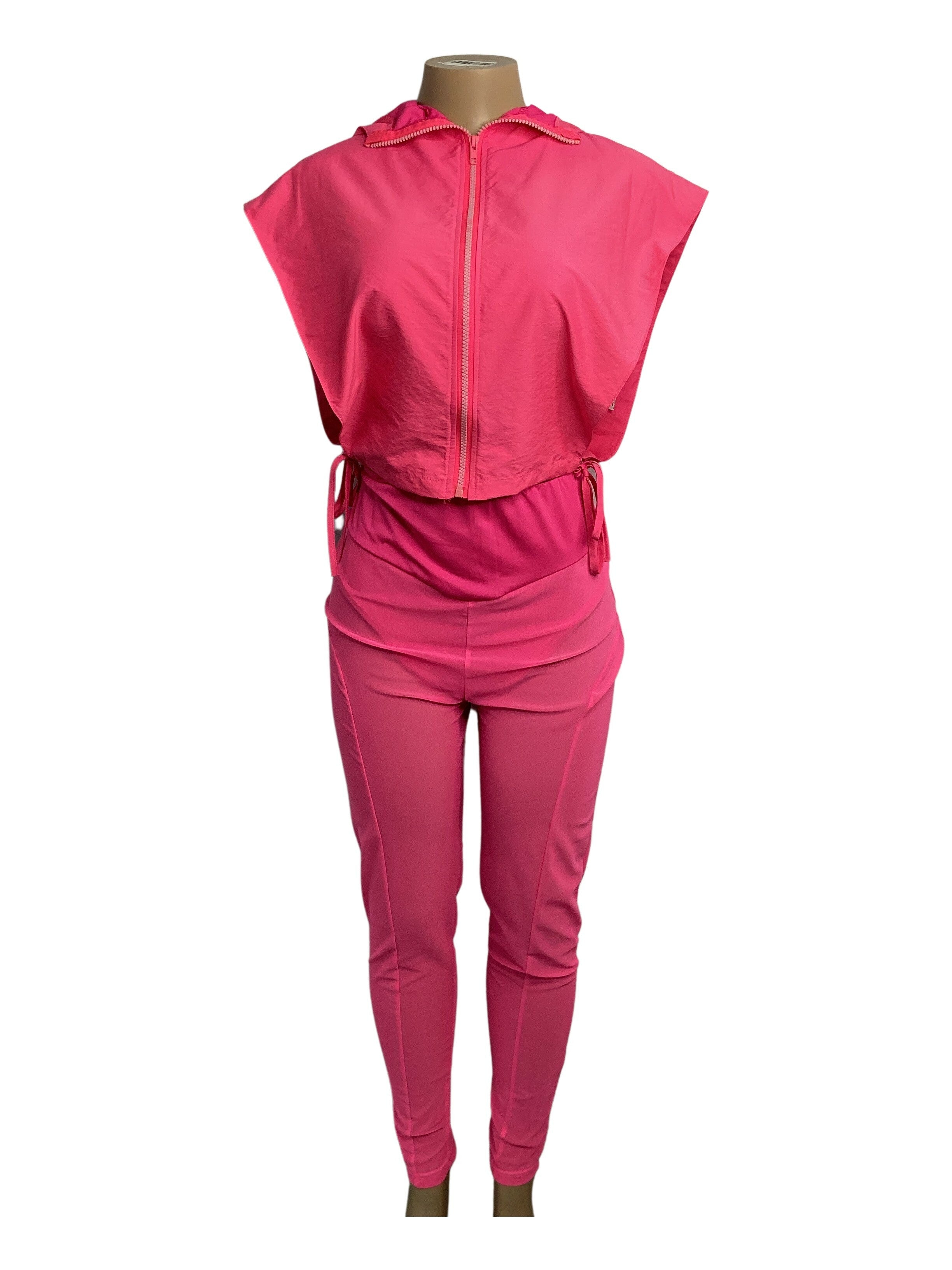 Neon Athletic Hood Jacket Mesh Legging Set - Closet Space