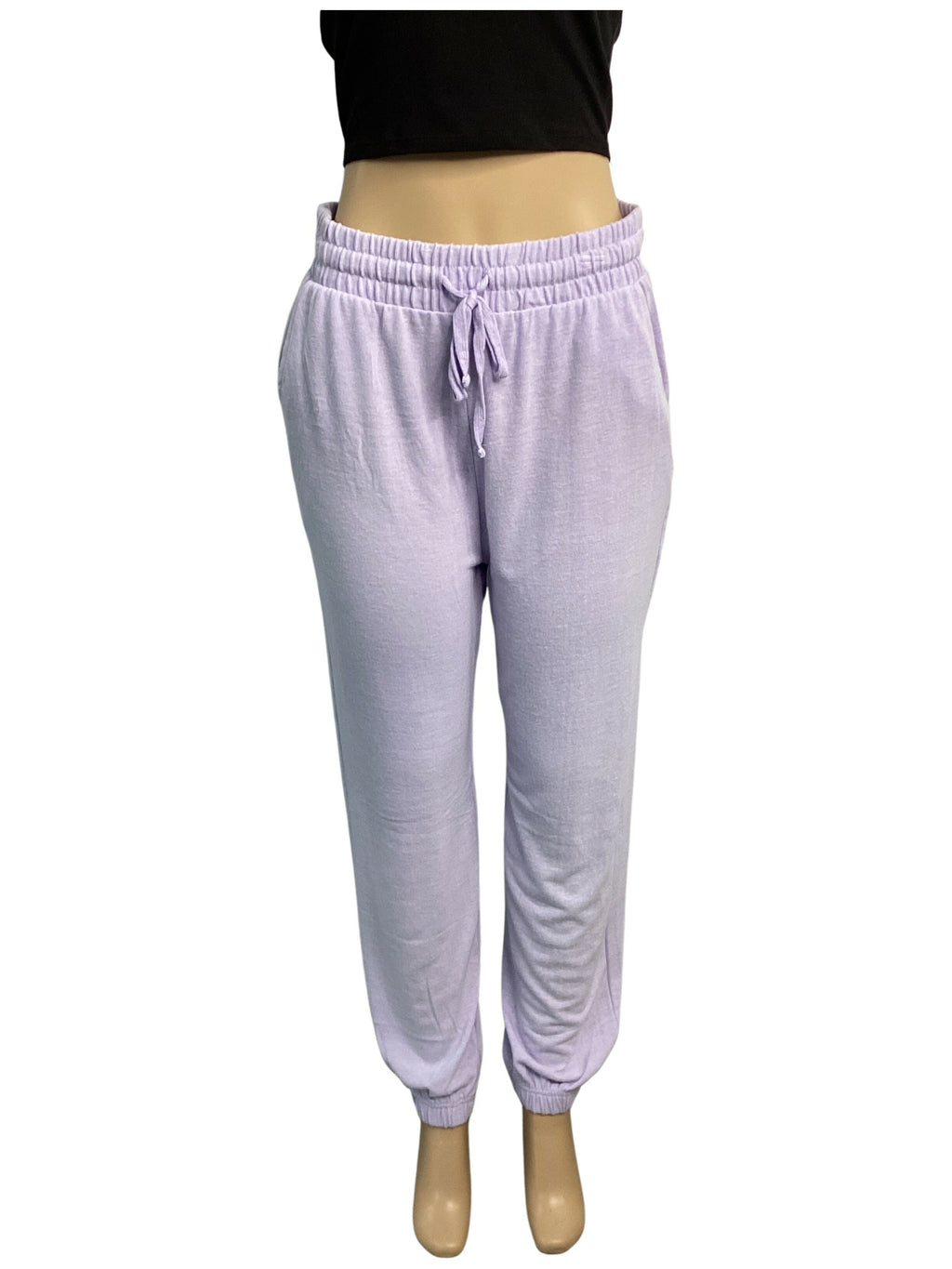 Soft Knit Cozy Elastic Waist Tie Jogger Pant - Closet Space