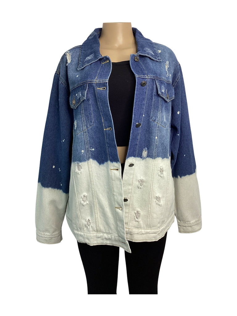 Bleached Distressed Denim Jacket - Closet Space