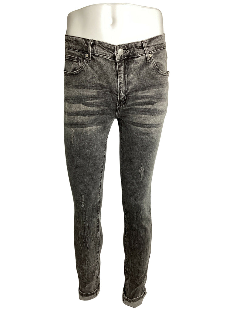 PURE REIGN Sandblast Distressed Stonewash Stacked Jeans - Closet Space