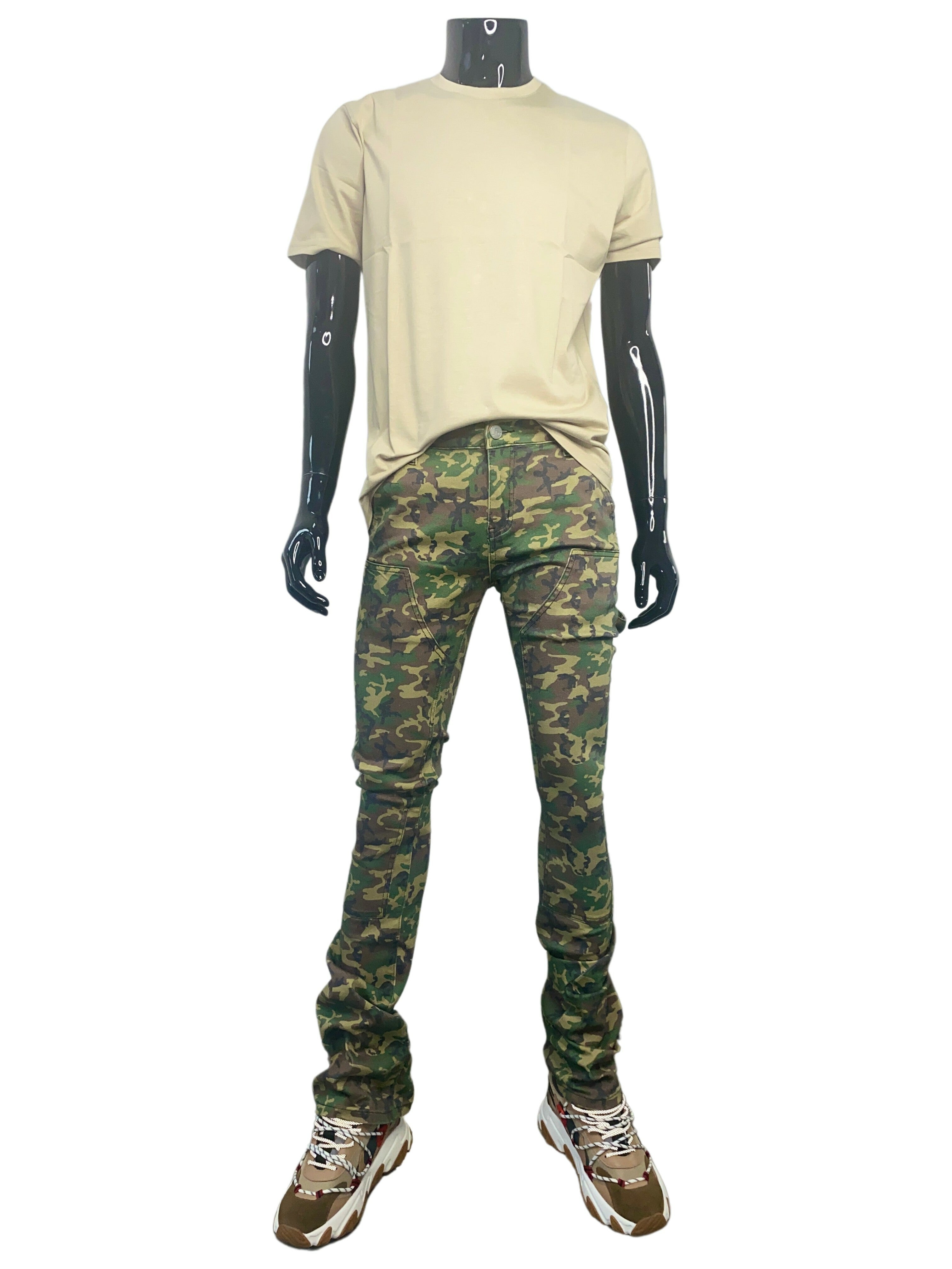 PURE REIGN Army Fatigue Camo Carpenter Stacked Jean - Closet Space