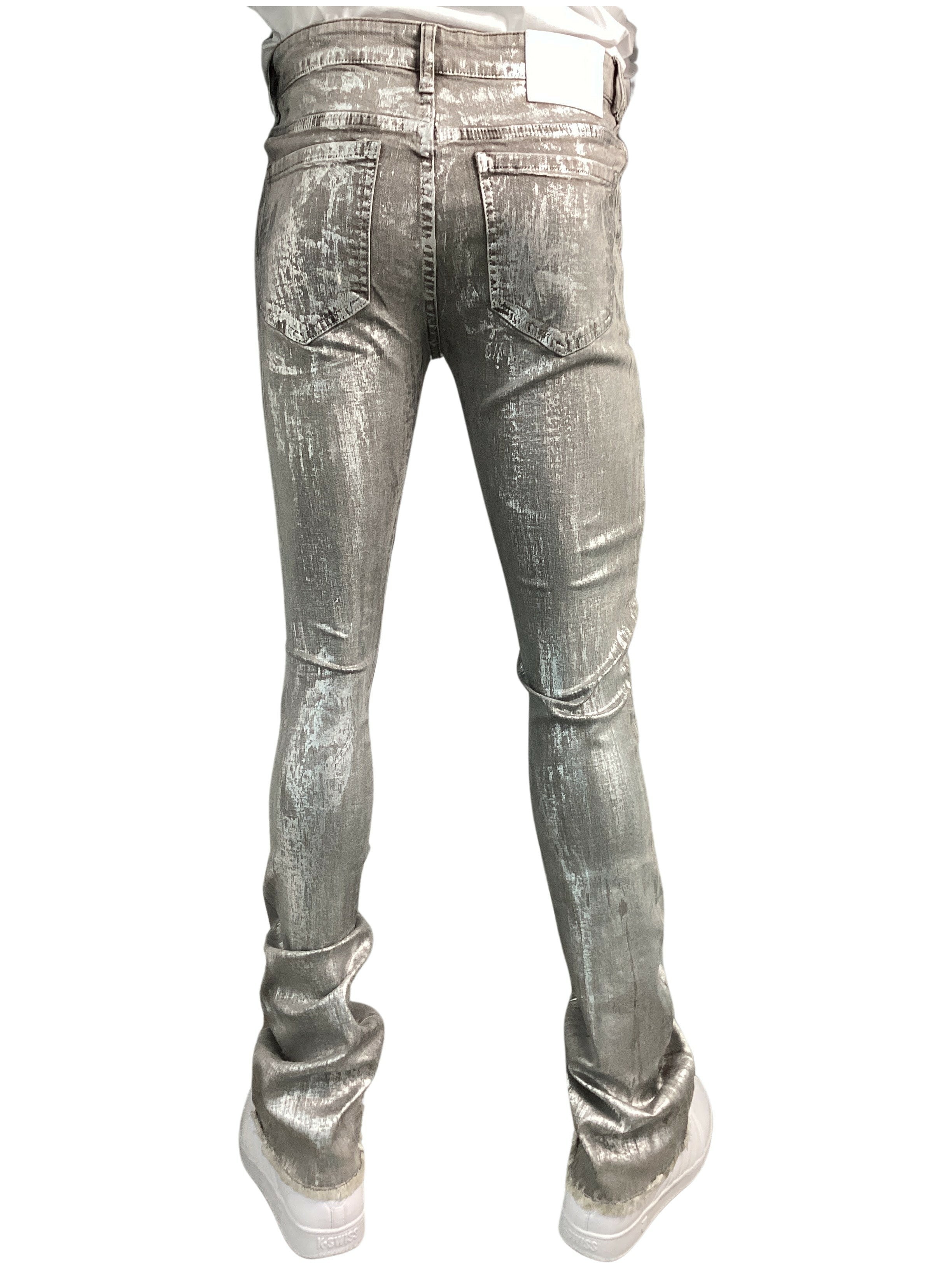 PURE REIGN Metallic Embellished Skinny Stacked Jeans - Closet Space