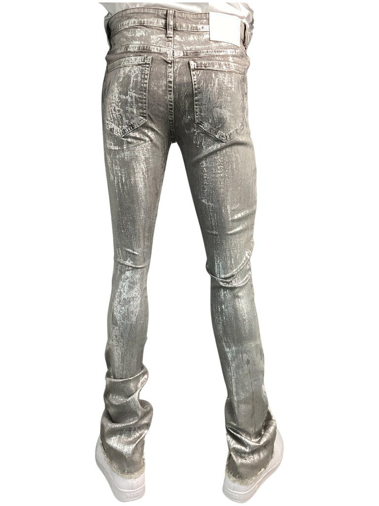 PURE REIGN Metallic Embellished Skinny Stacked Jeans - Closet Space