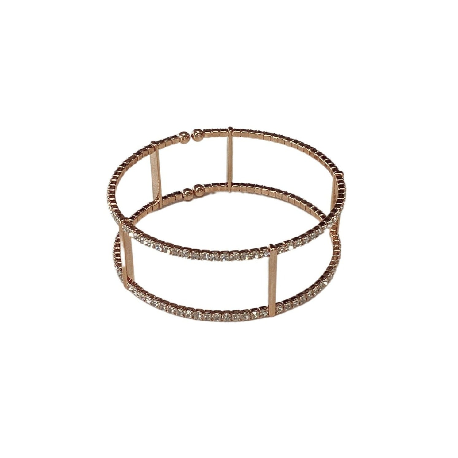 Crystal Double Bar Cuff Braclet - Closet Space