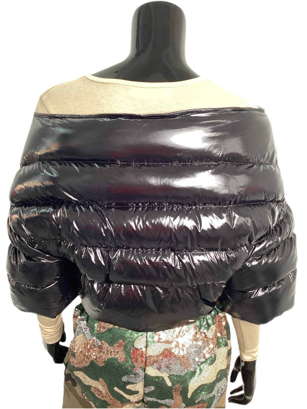 Off The Shoulder Cropped Puffer Vest