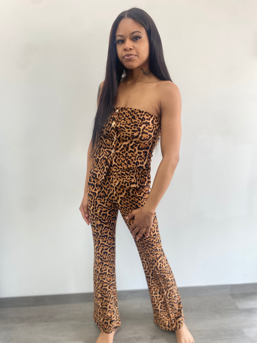 Scuba Knit Strapless Button Front Tube Top