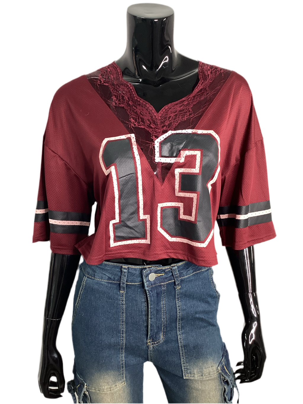 Short Sleeve Mesh Jersey Crop Top