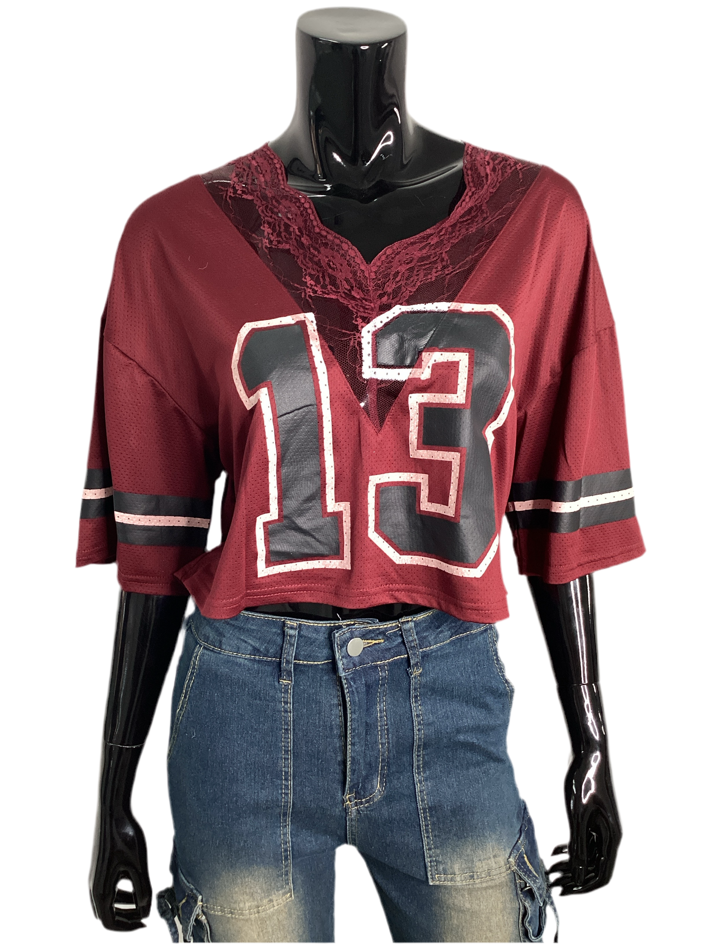 Short Sleeve Mesh Jersey Crop Top