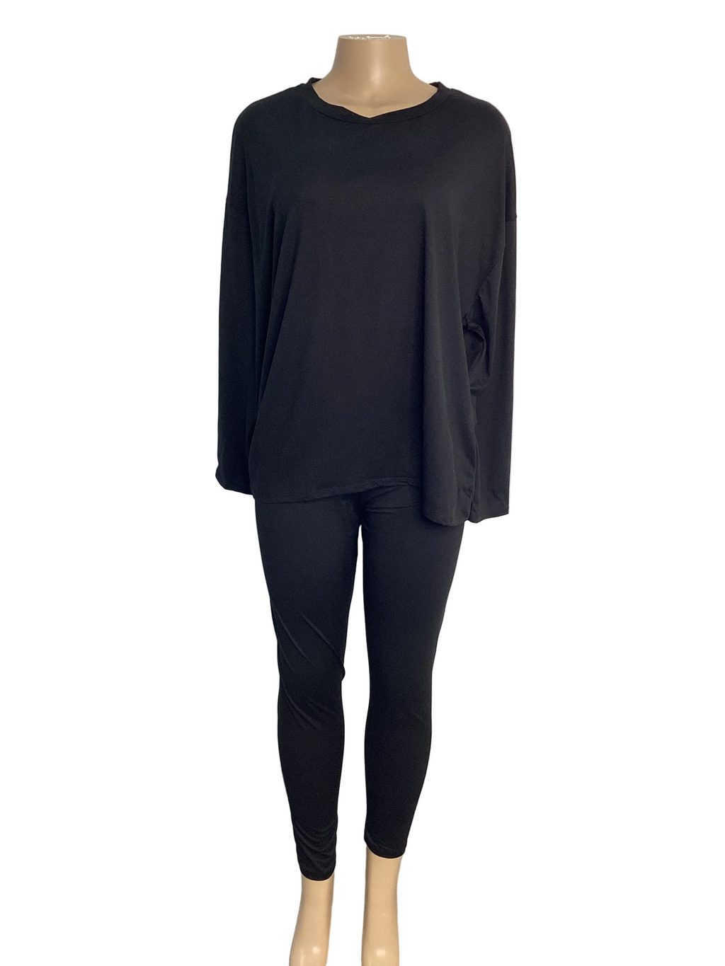 Curvy - Solid Long Sleeve Top & Legging Set