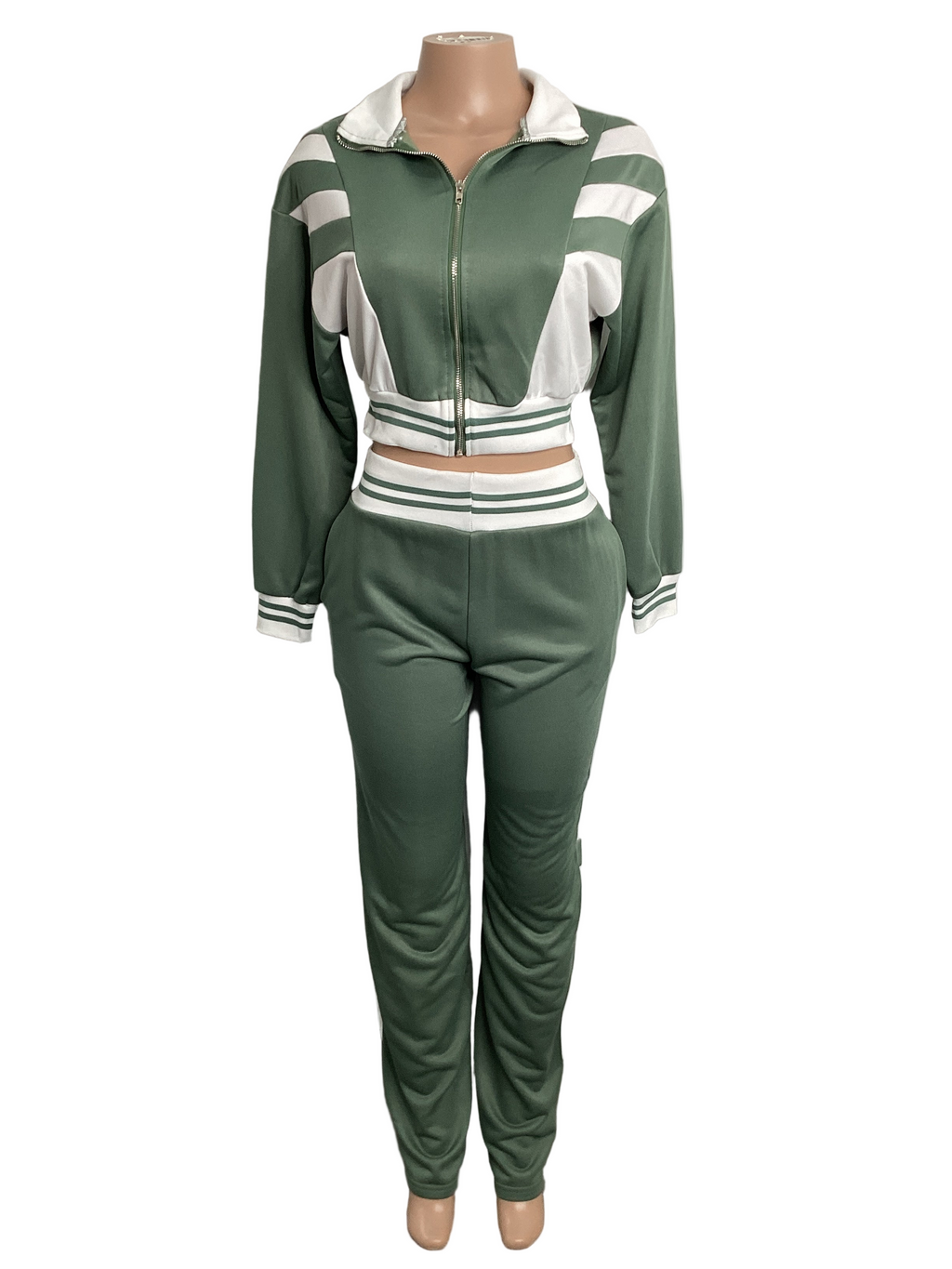 Athletic Striped Zip-Up Two Piece Track Set