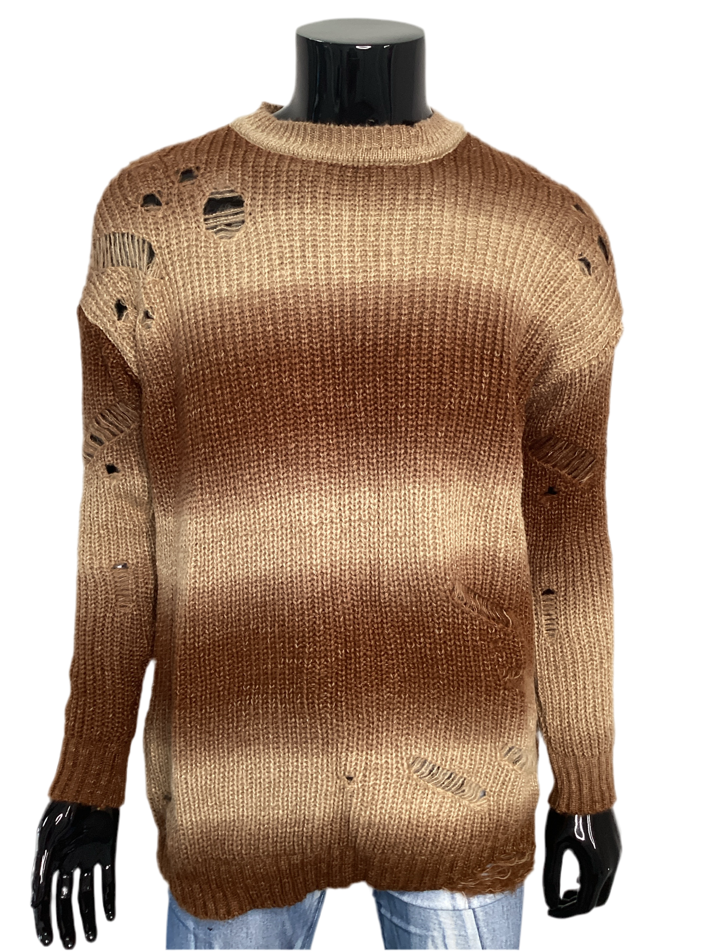 Distressed Mens Crew Neck Sweater