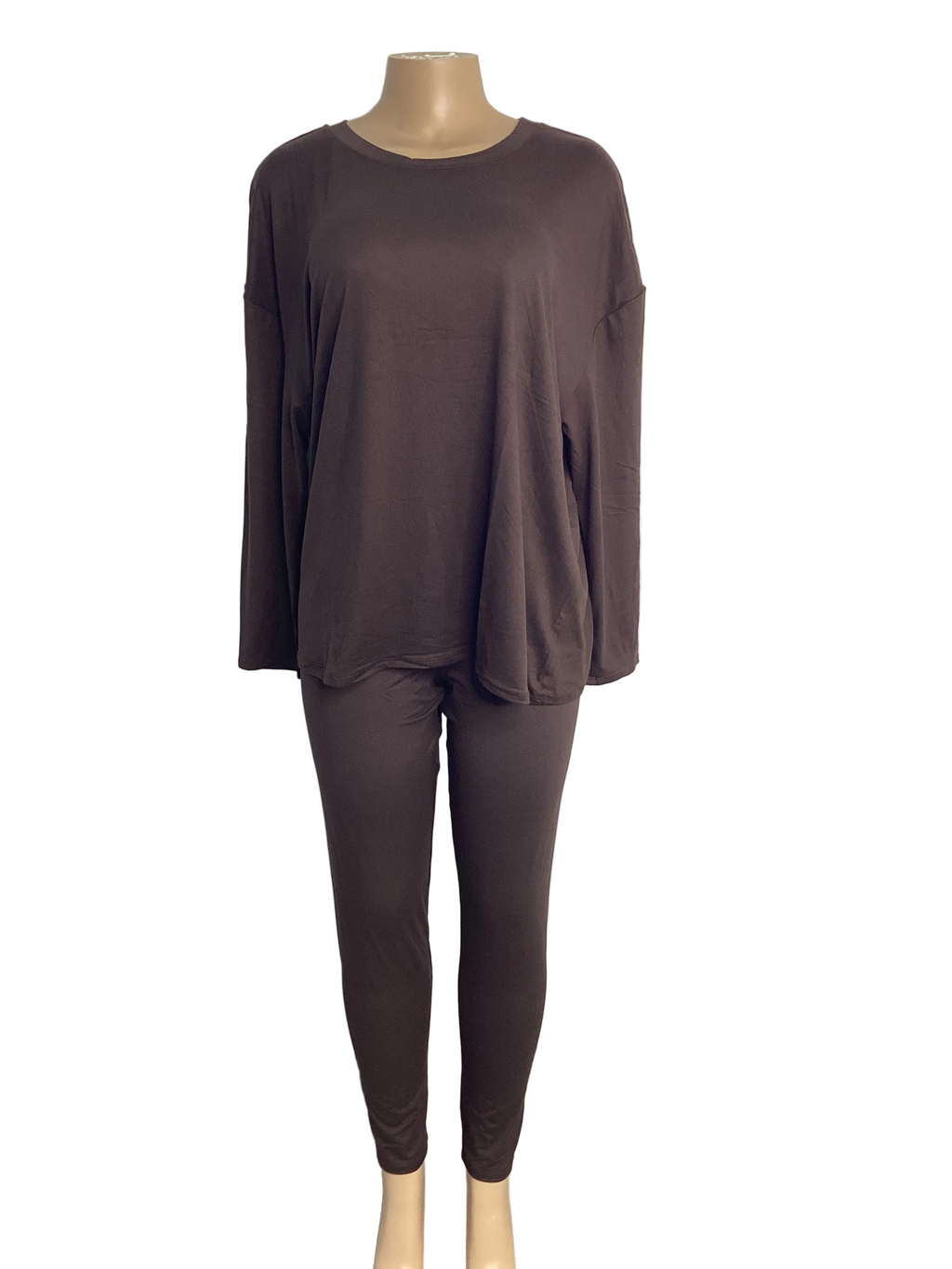 Curvy - Solid Long Sleeve Top & Legging Set