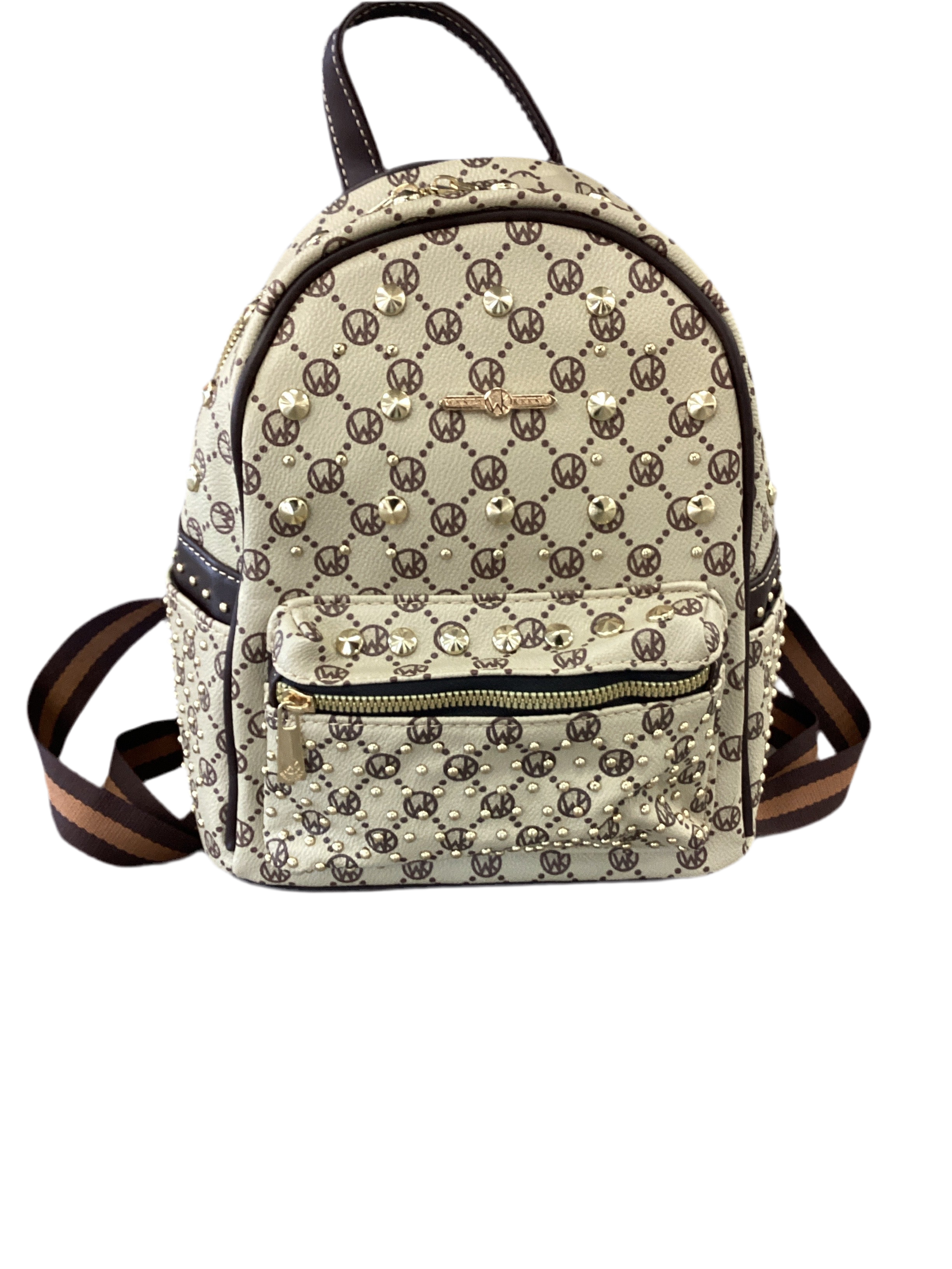 Studded Logo Print Mini Backpack