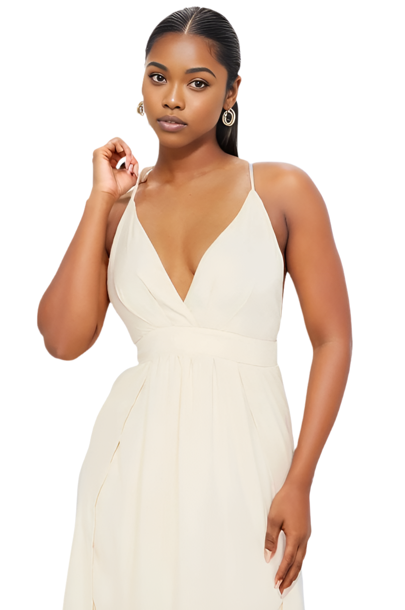 Maxi Dress With Slit Front & Crisscross Back