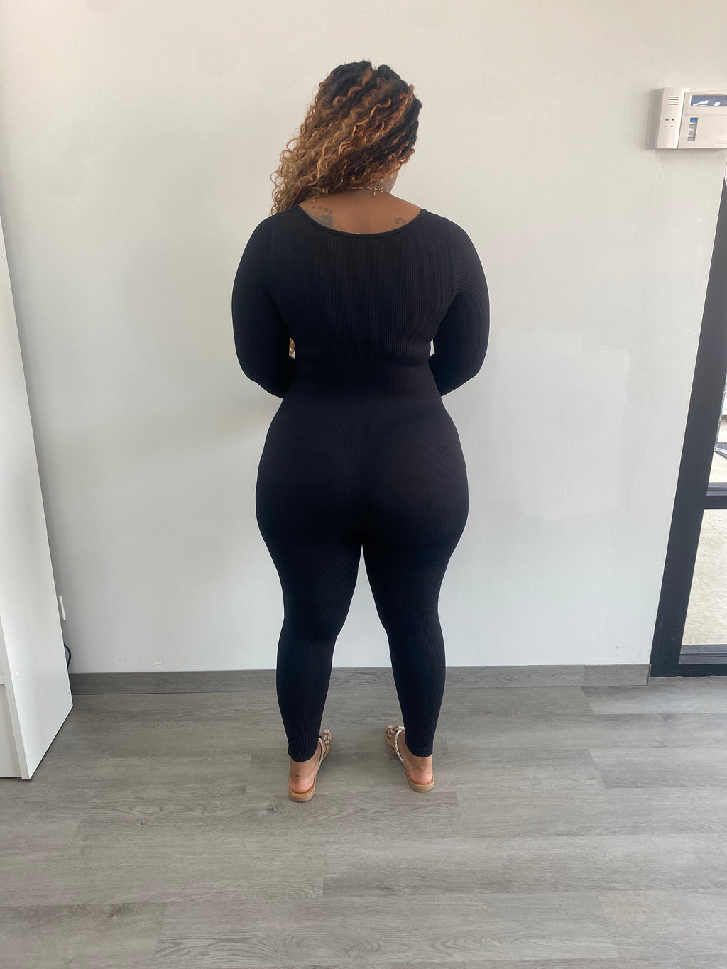 Fitted Seamless Ribbed Long Sleeve Jumpsuit