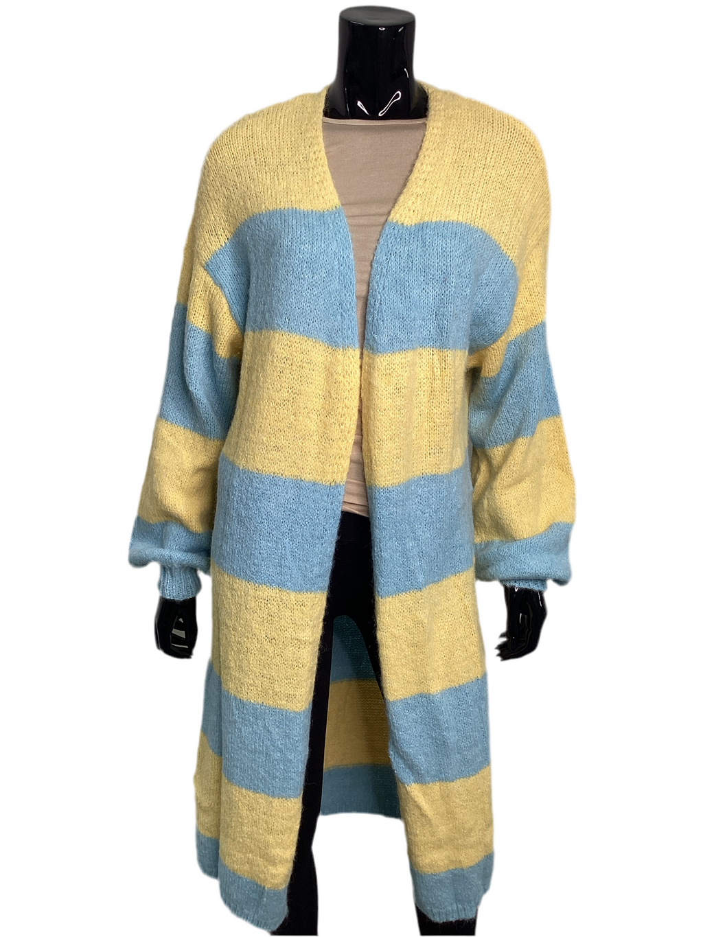 Cozy Long Open Striped Cardigan