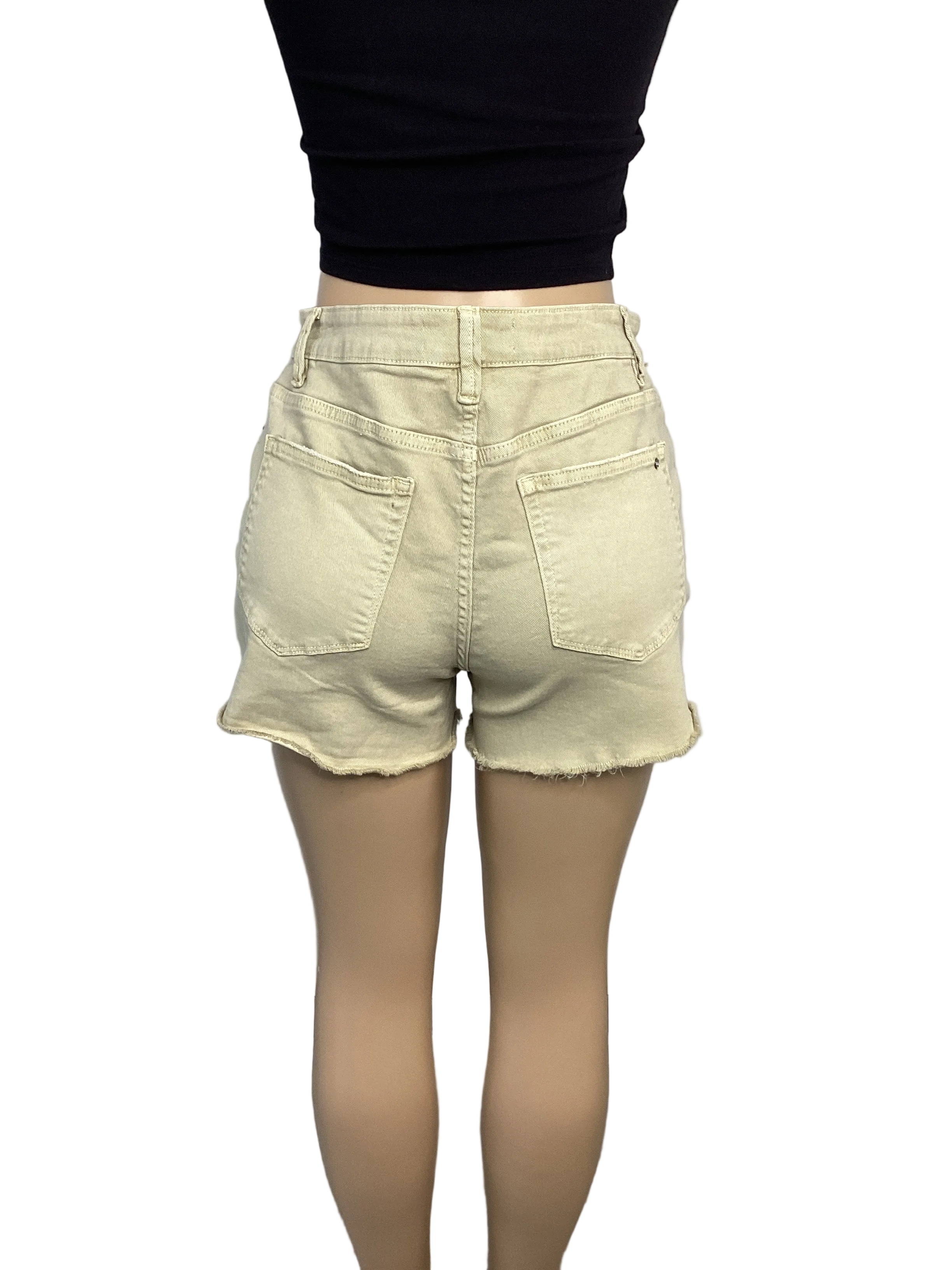 High Rise Ripped Denim Shorts